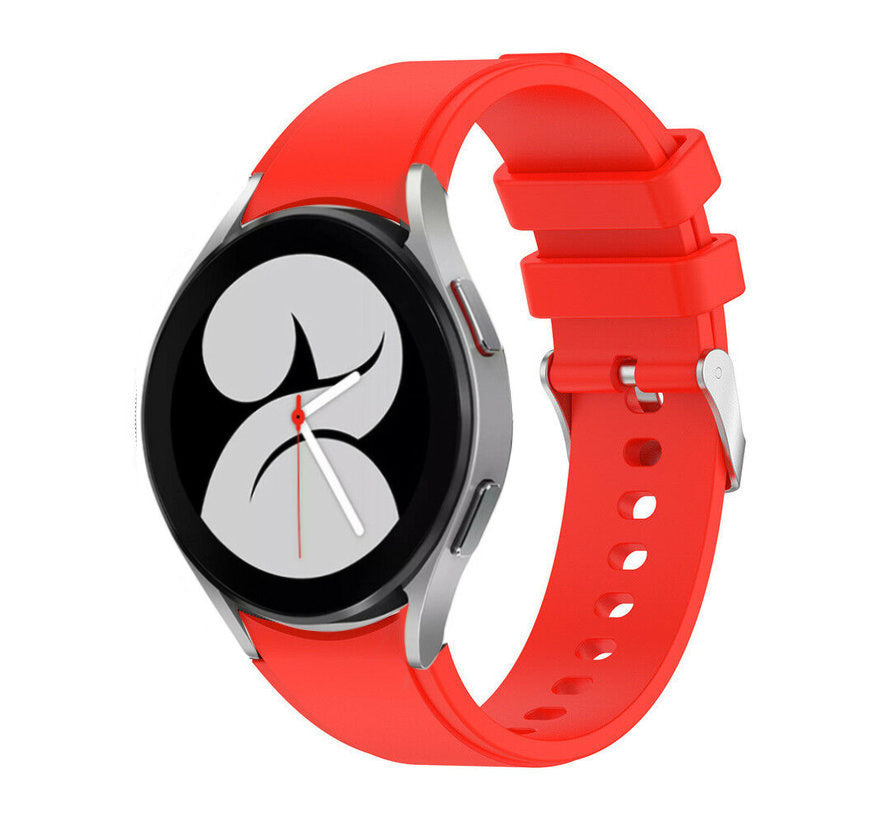 Silicone Strap 'Perfect Fit', bright red, on a watch, 3/4 front view