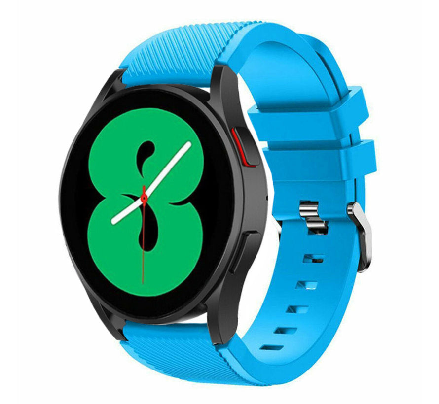 Twill Silicone Strap, light blue, on a watch, 3/4 front view