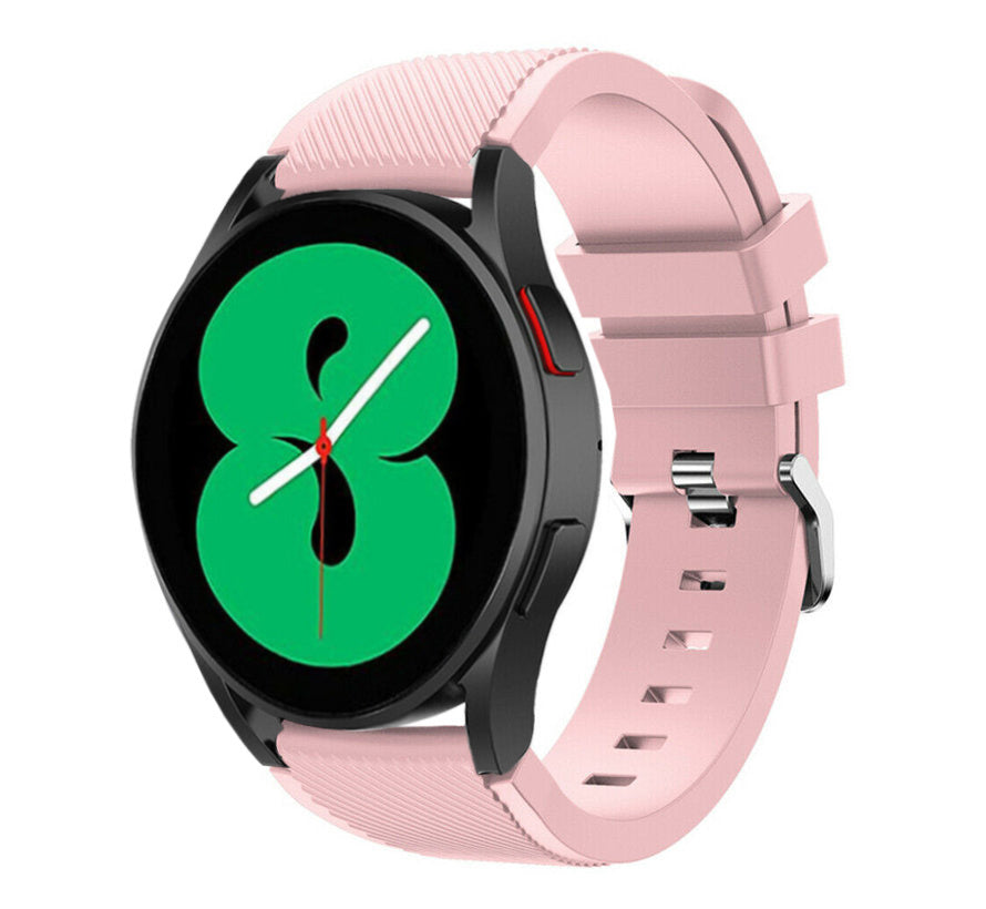Twill Silicone Strap, pink, on a watch, 3/4 front view