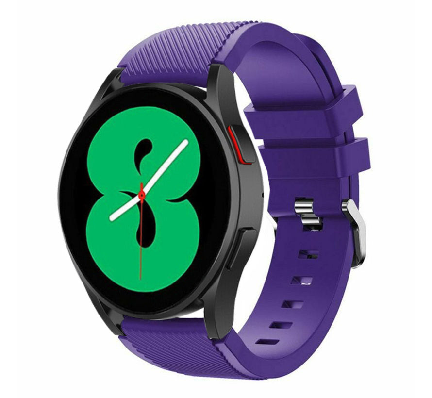 Twill Silicone Strap, purple, on a watch, 3/4 front view