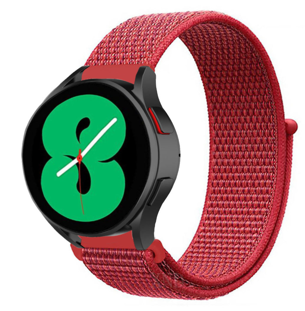 Nylon Strap, red, on a watch, 3/4 front view