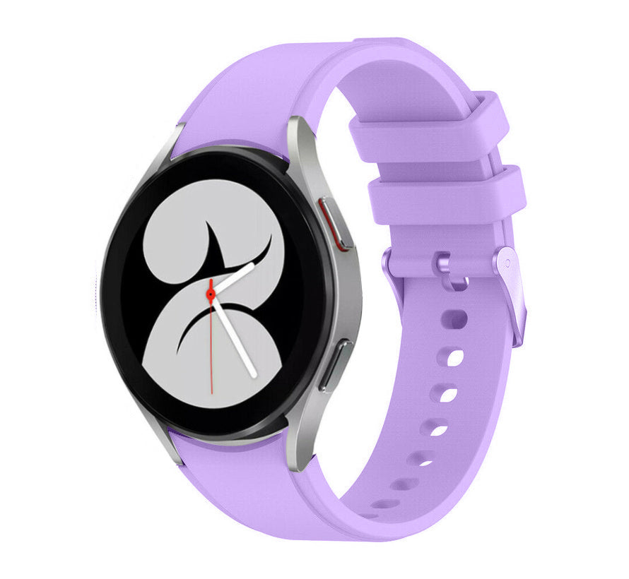 Silicone Strap 'Perfect Fit', lilac, on a watch, 3/4 front view