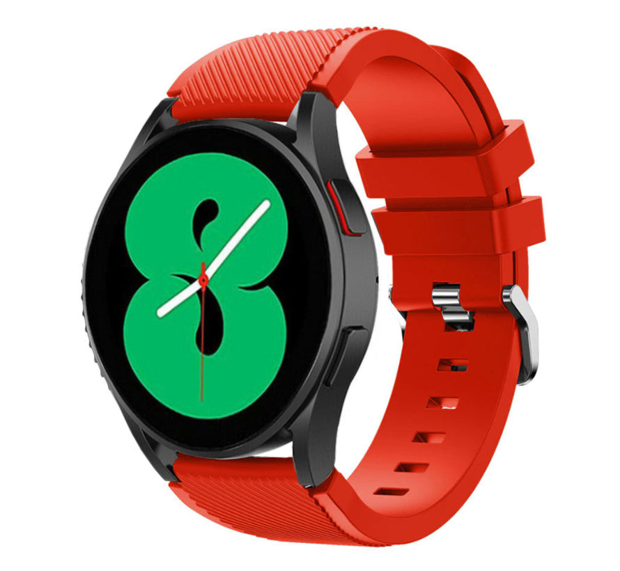 Twill Silicone Strap, red, on a watch, 3/4 front view