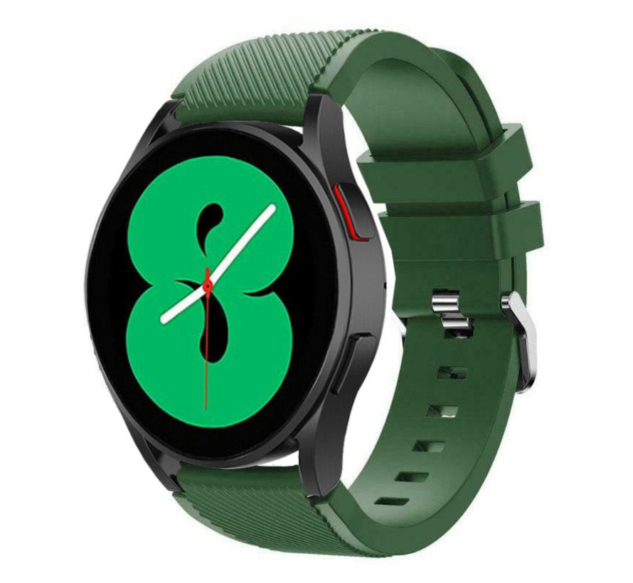 Twill Silicone Strap, army green, on a watch, 3/4 front view