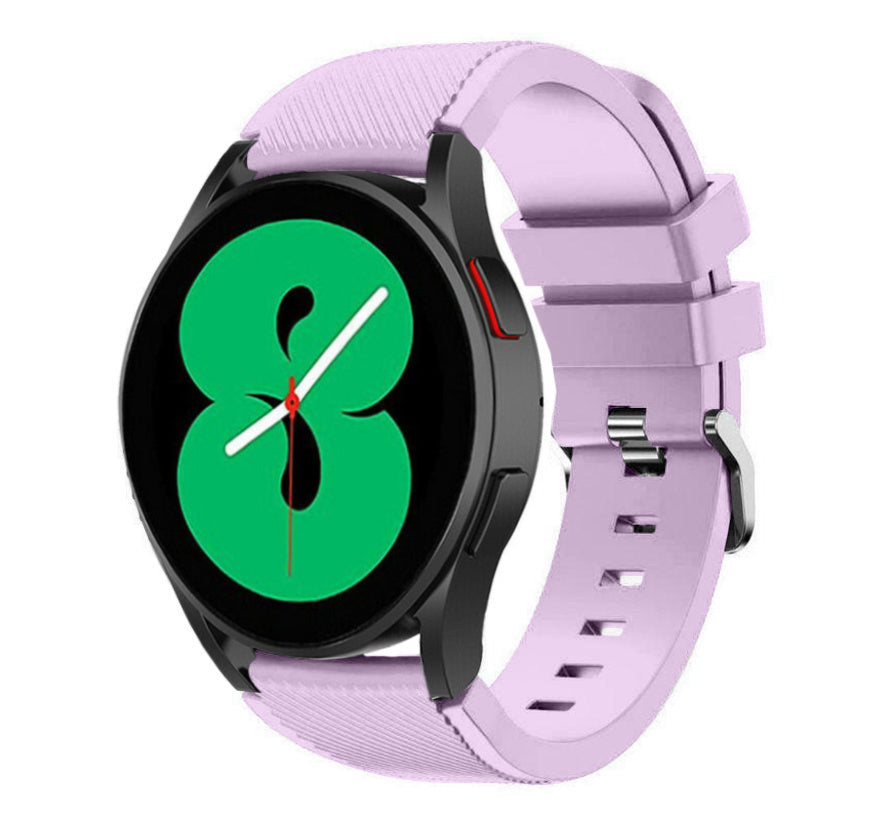 Twill Silicone Strap, lilac, on a watch, 3/4 front view