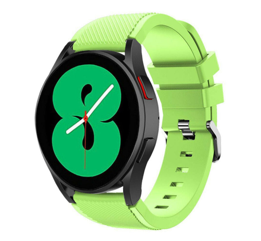Twill Silicone Strap, light green, on a watch, 3/4 front view