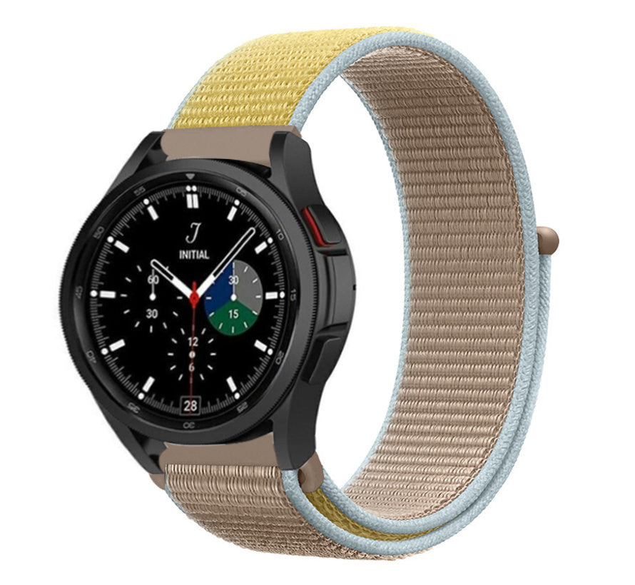 Nylon Strap, camel, on a watch, 3/4 front view