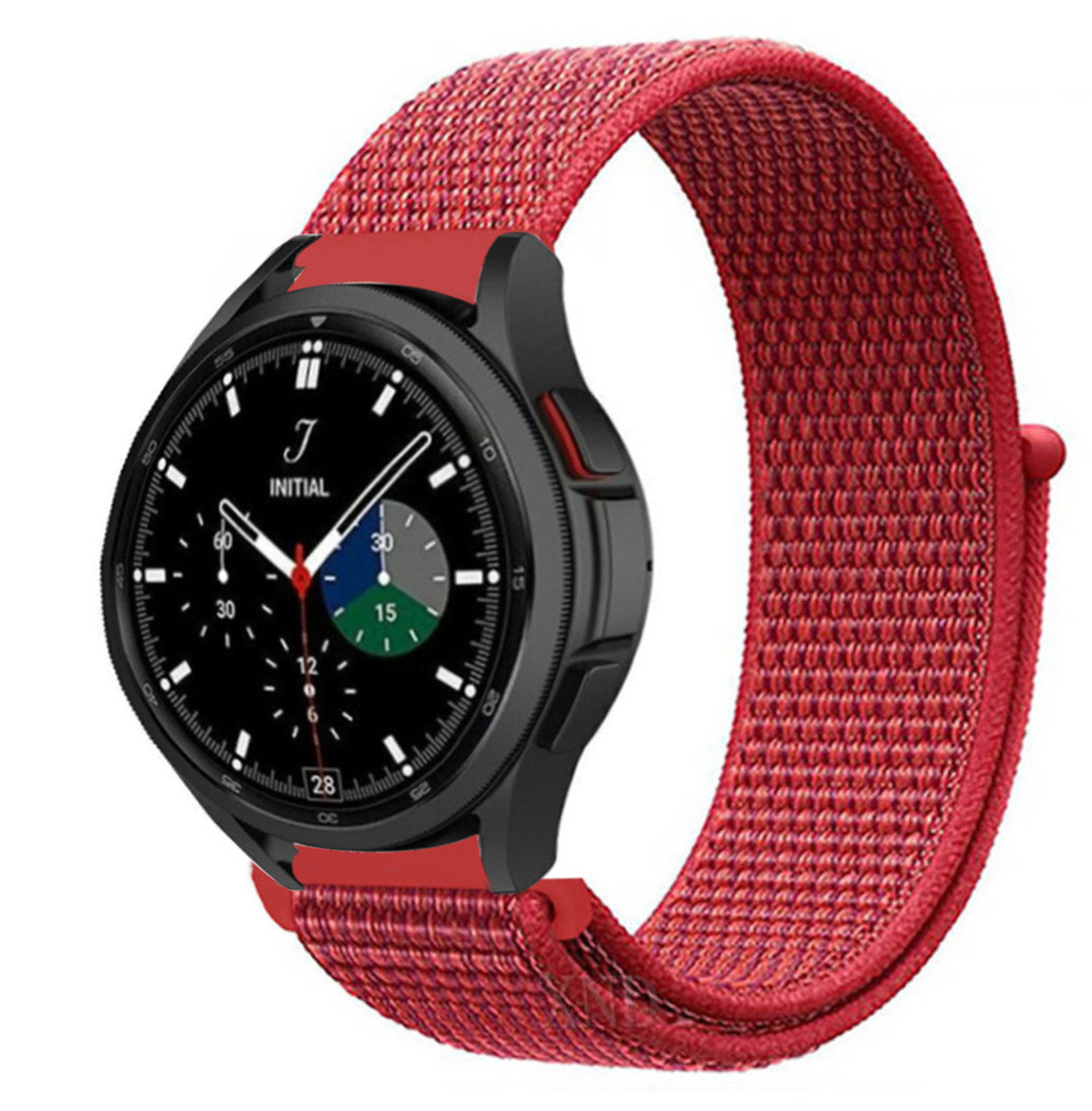 Nylon Strap, red, on a watch, 3/4 front view
