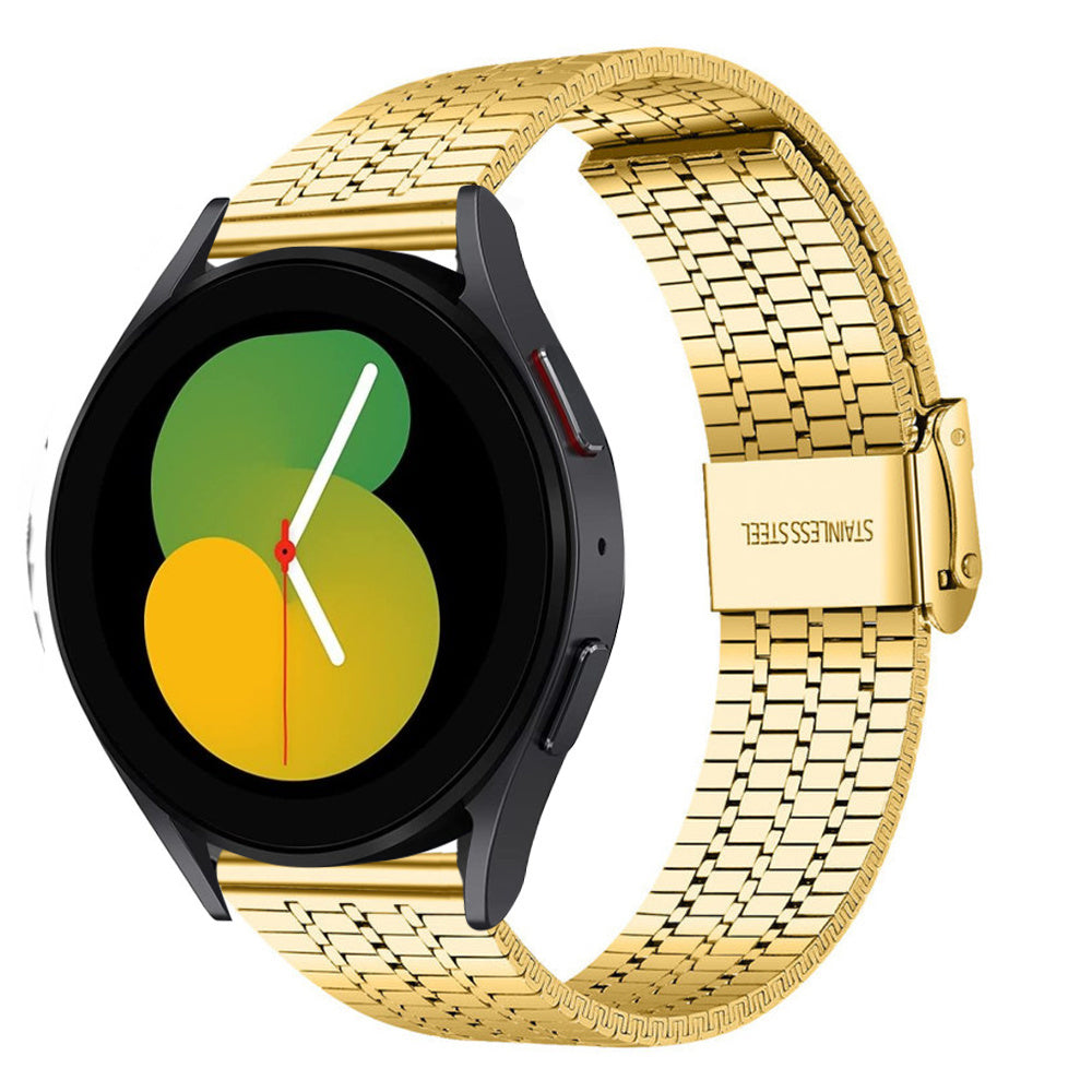 Fine Steel Strap, gold, on a watch, 3/4 front view