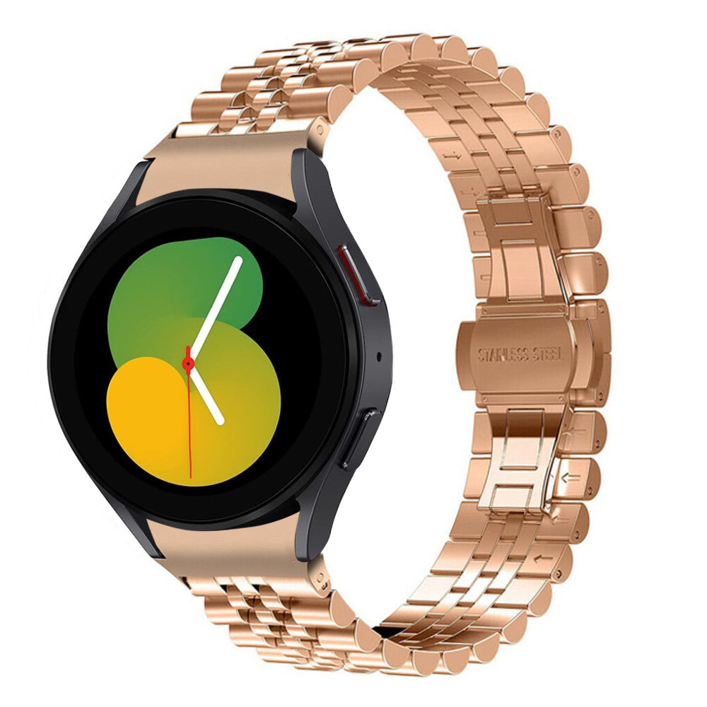 Jubilee Steel Strap, rose gold, on a watch, 3/4 front view