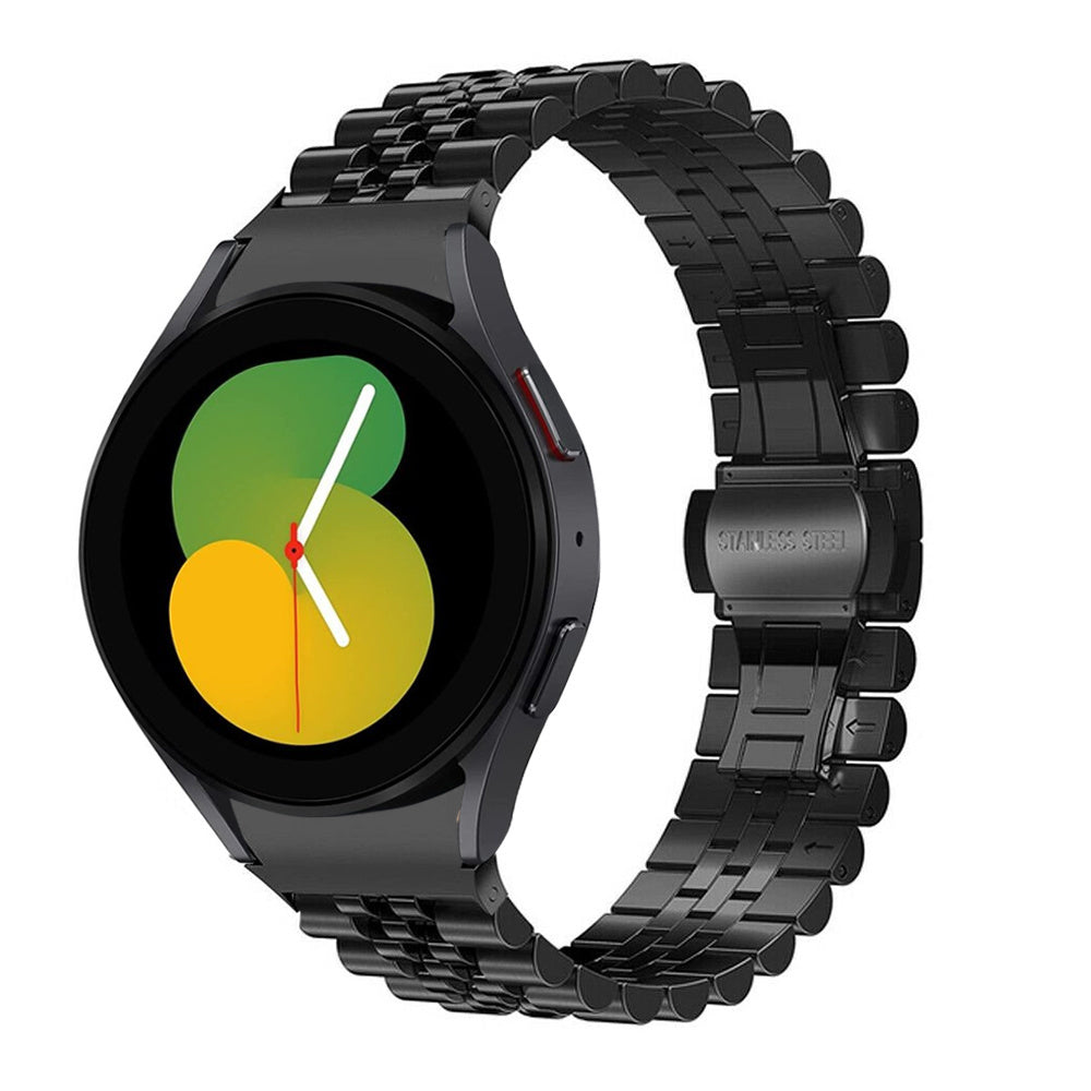 Jubilee Steel Strap, black, on a watch, 3/4 front view