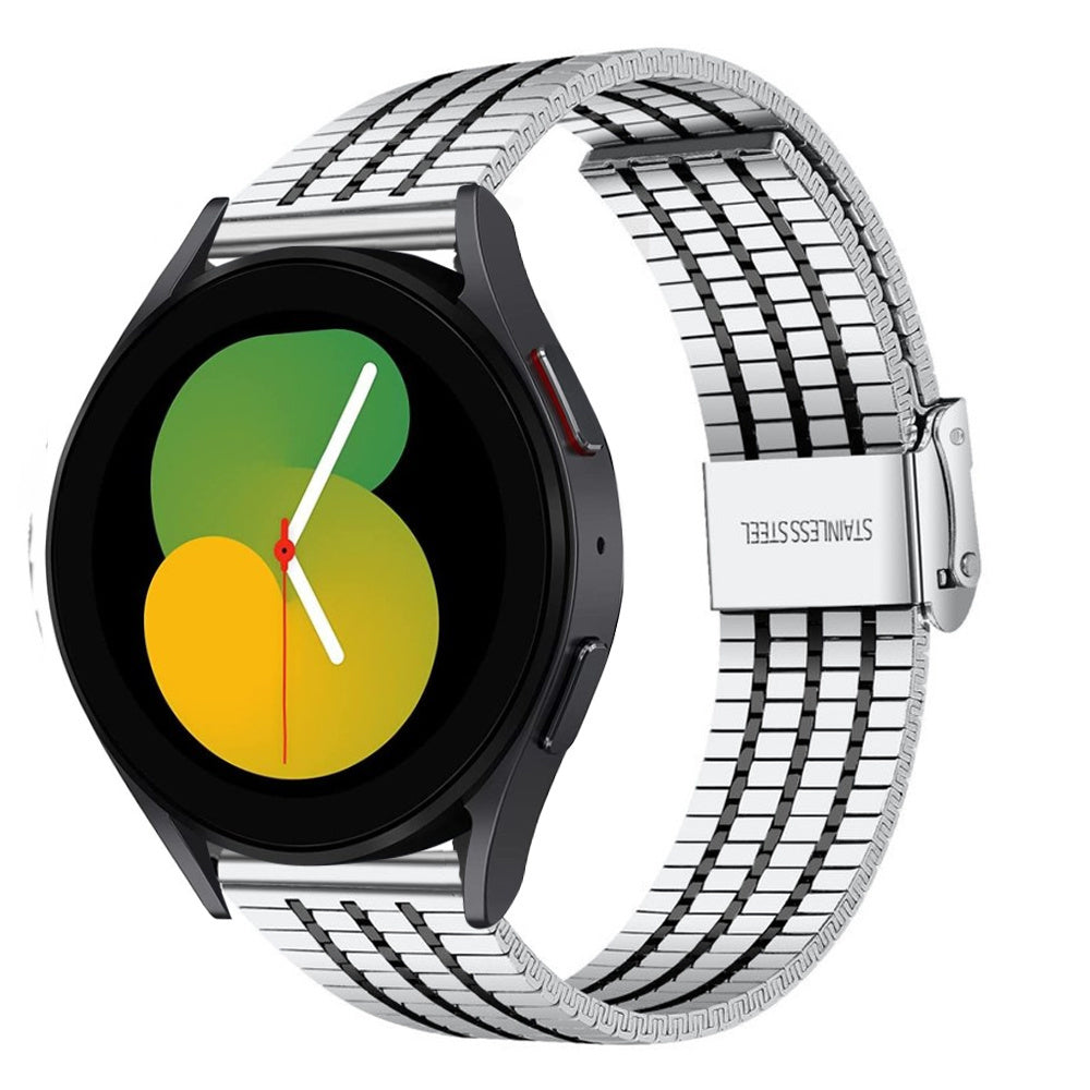 Fine Steel Strap, silver/black, on a watch, 3/4 front view