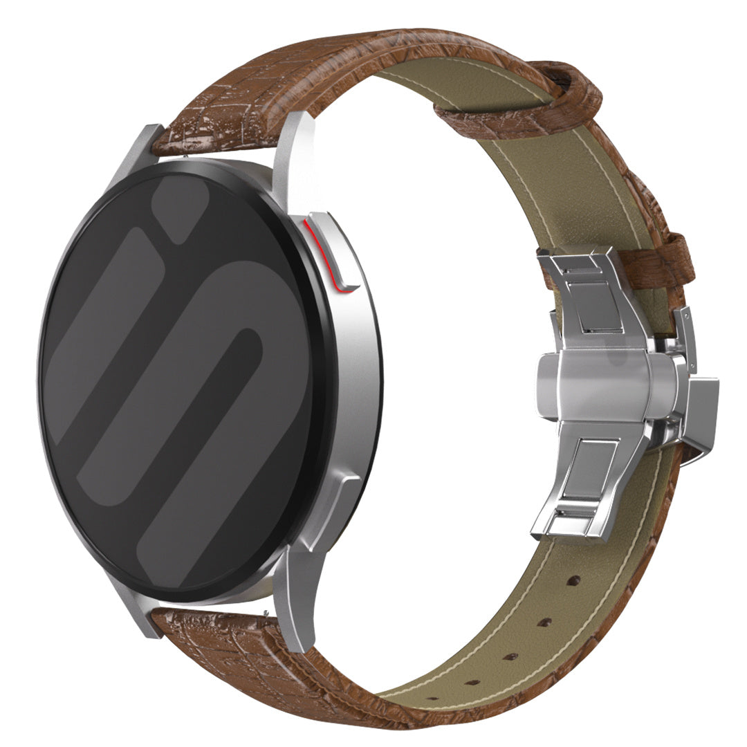 Premium Leather Strap, brown, on a watch, 3/4 front view