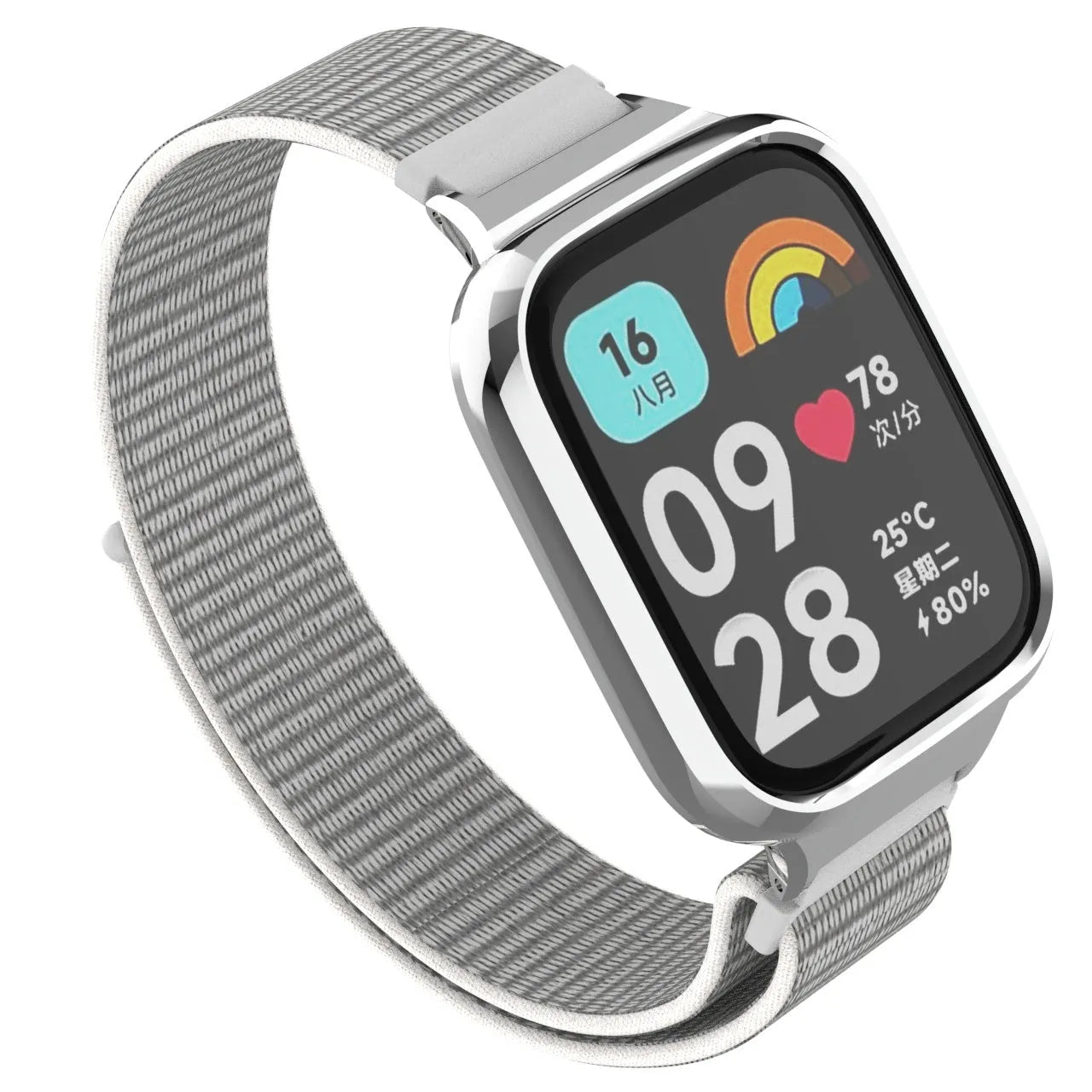 Nylon Strap, seashell, on a watch, 3/4 front view