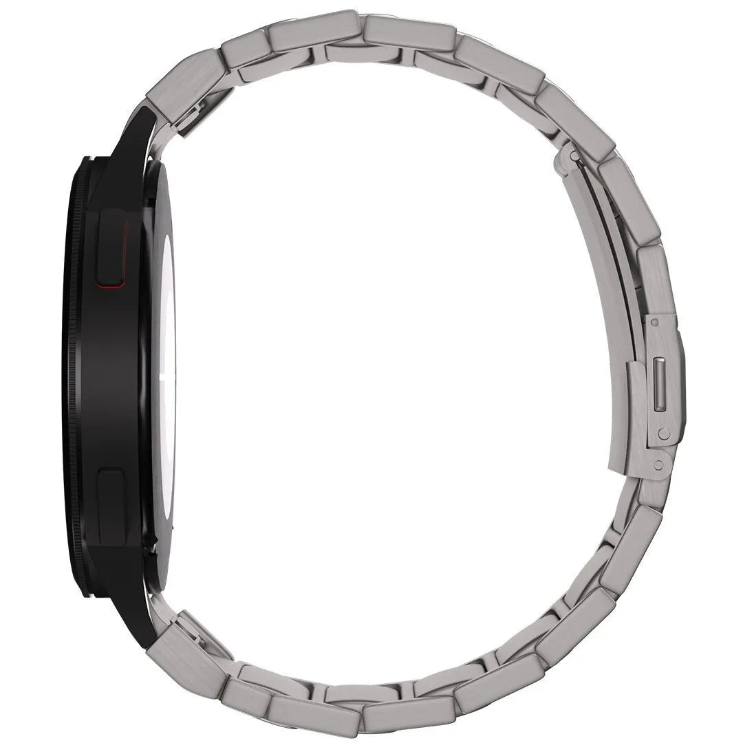 Titanium Strap 'One Push', on a watch, 3/4 front view