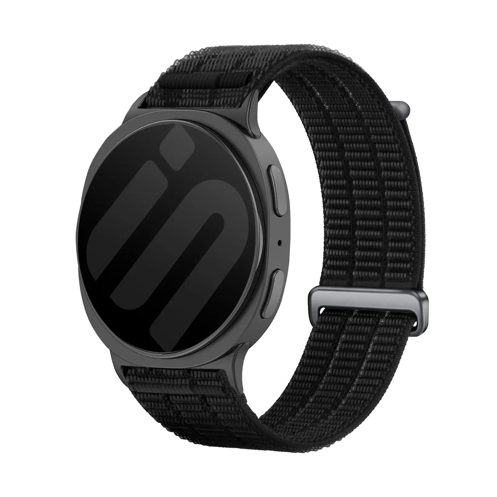 Nylon Air Strap, black, on a watch, 3/4 front view