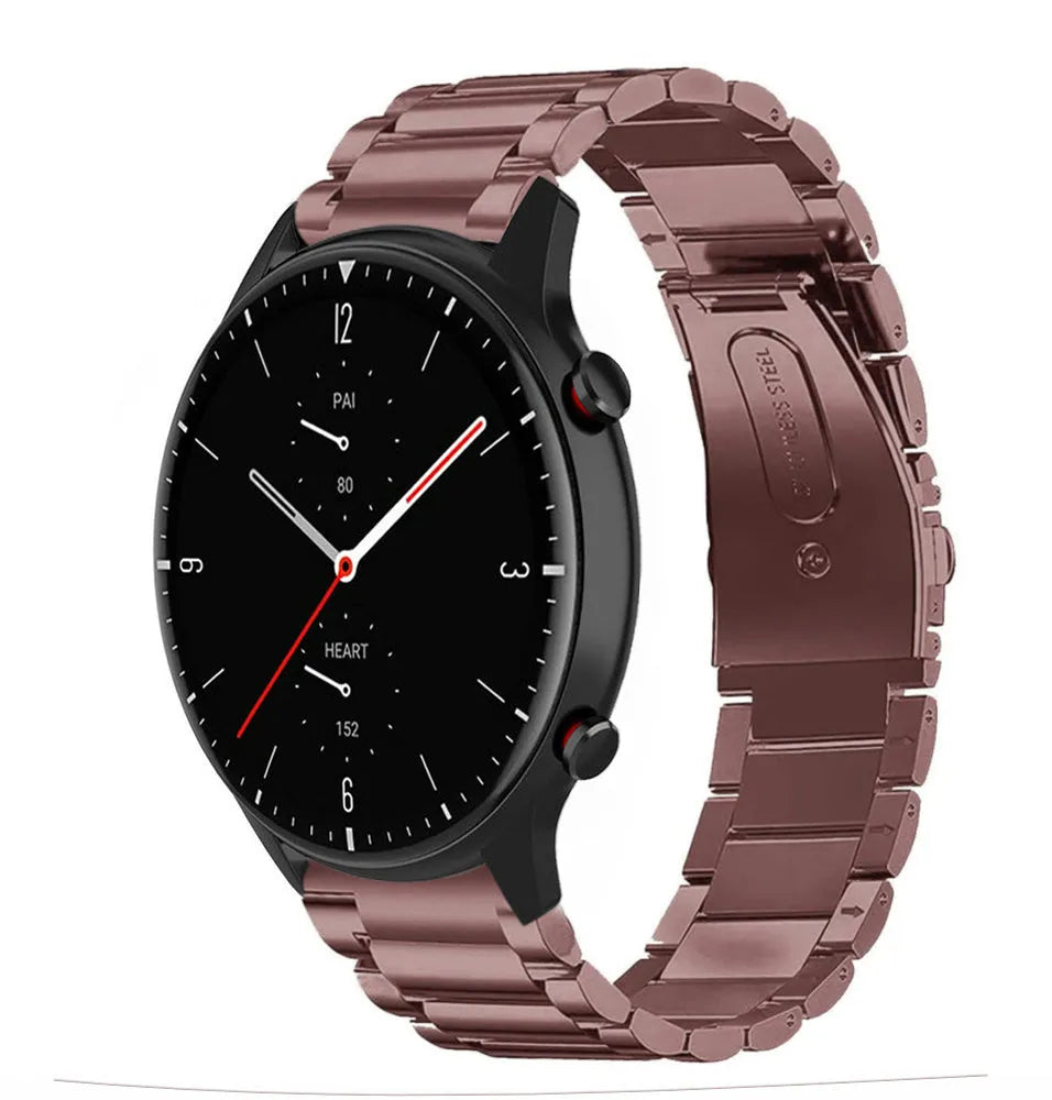 Steel Strap, bronze, on a watch, 3/4 front view