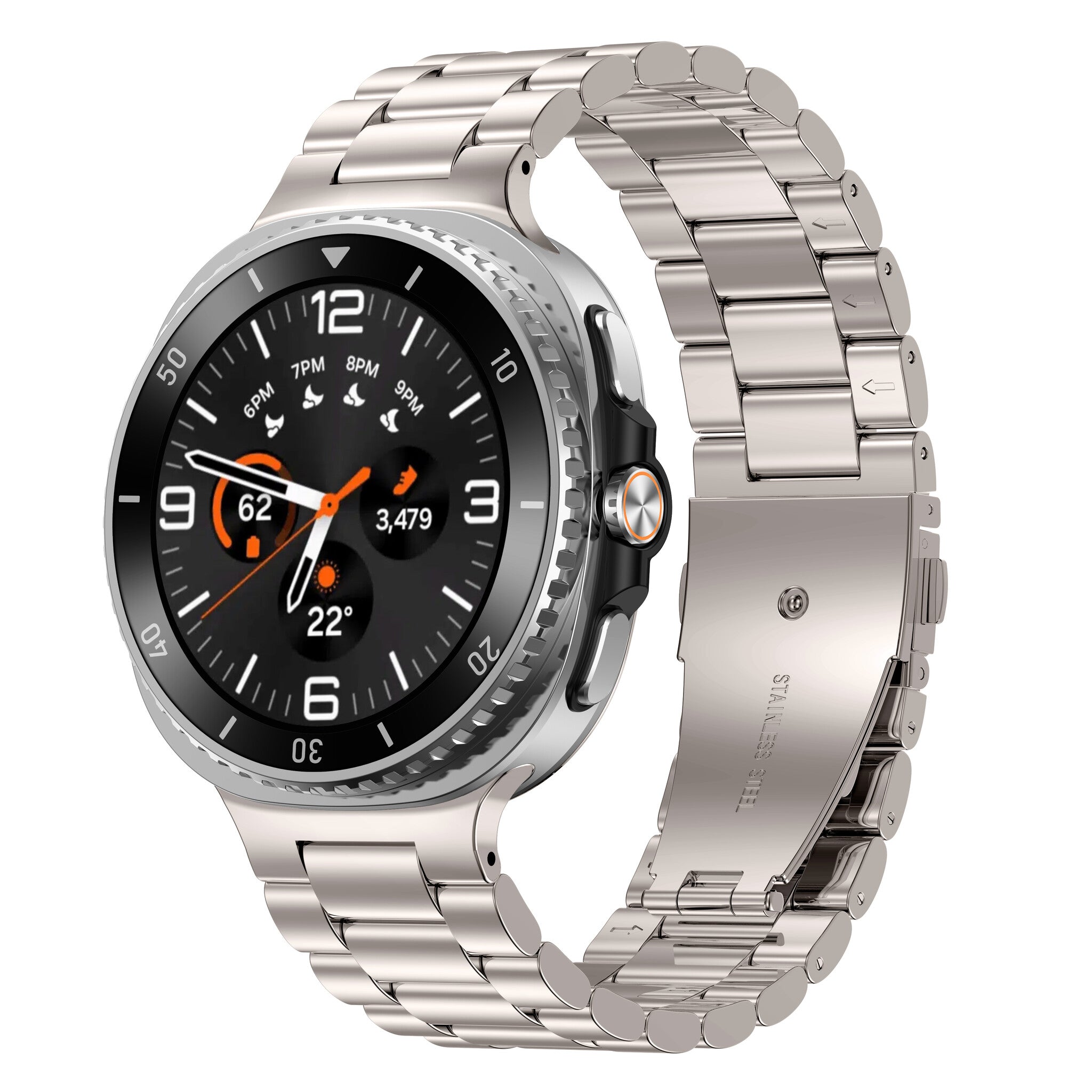 Bracelet acier Samsung Galaxy Watch 8 - 40mm (lumière stellaire)