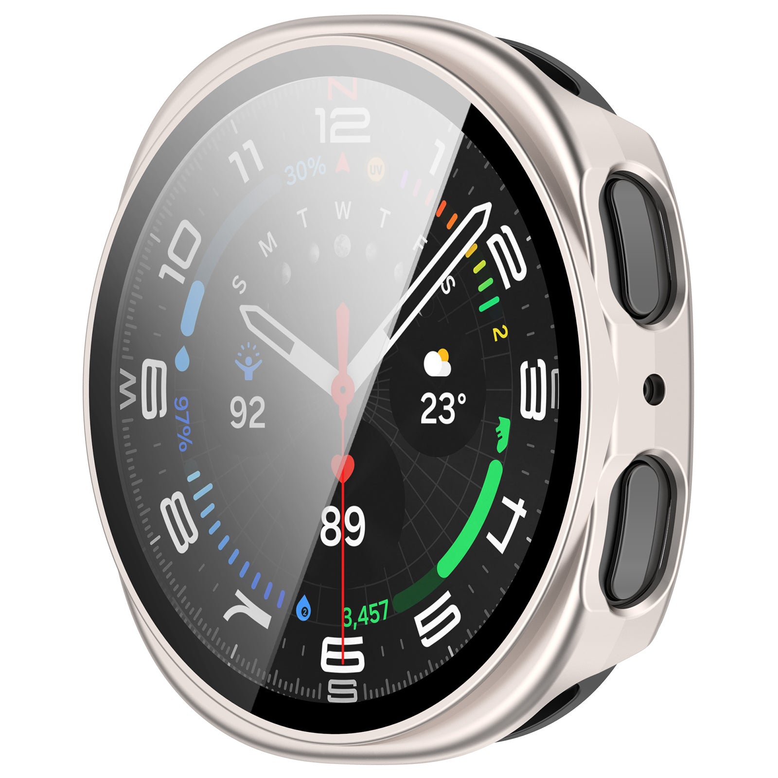 Coque rigide avec verre Samsung Galaxy Watch 8 - 40mm / 9 - 40mm (lumière stellaire)