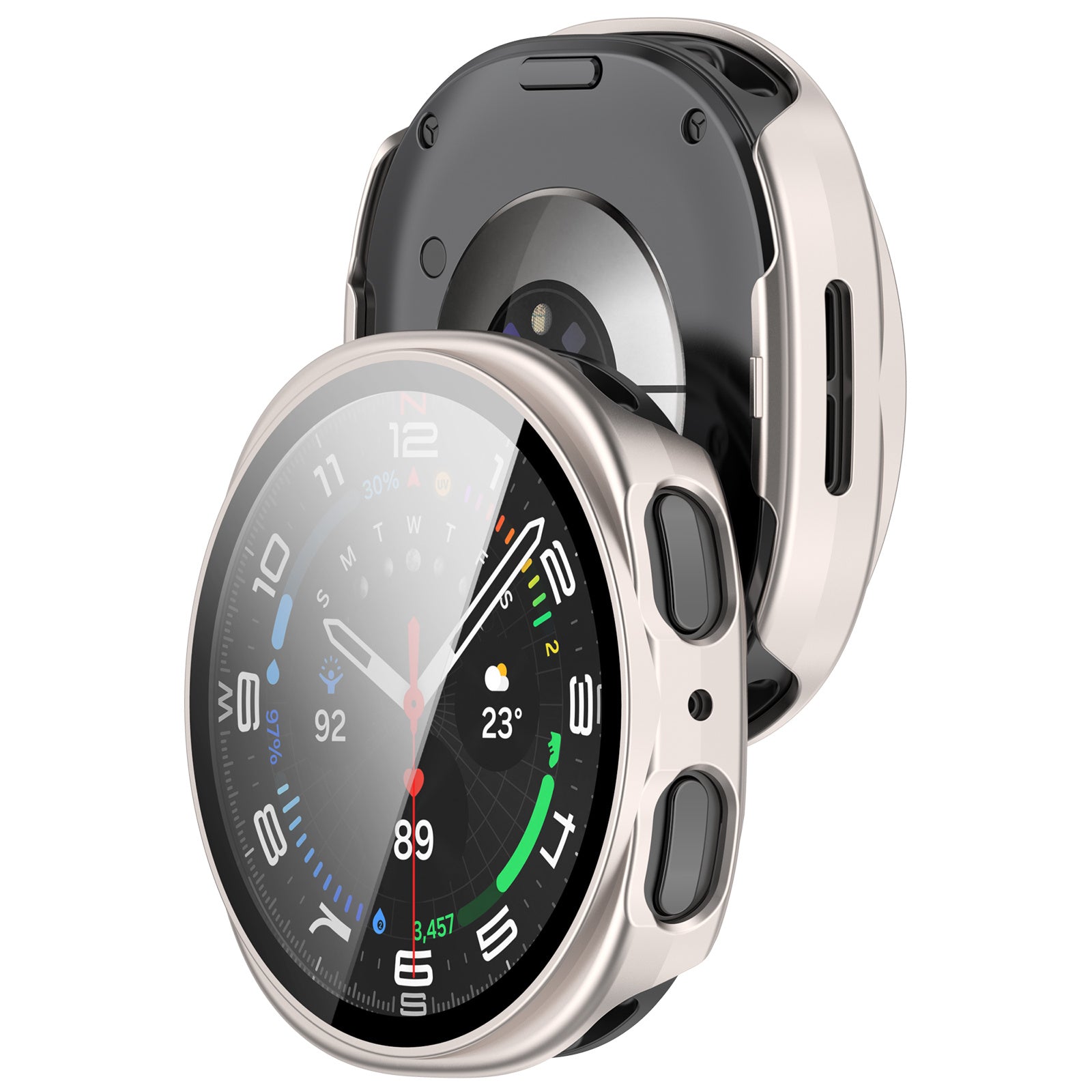 Coque rigide avec verre Samsung Galaxy Watch 8 - 40mm / 9 - 40mm (lumière stellaire)