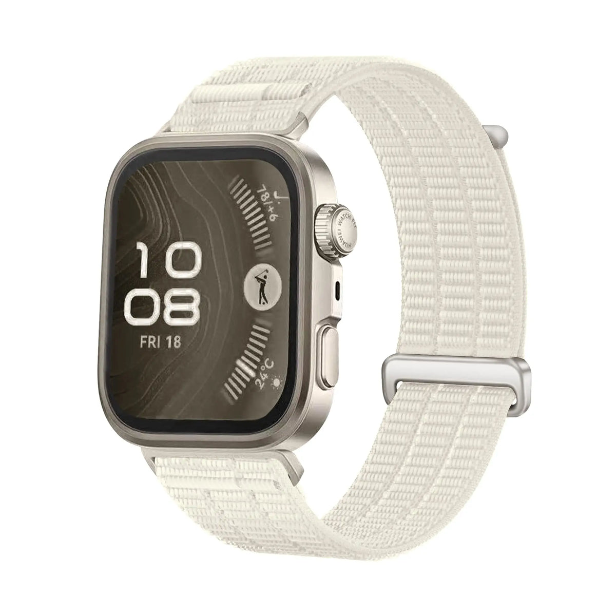 Nylon Air Strap, starlight, on a watch, 3/4 front view