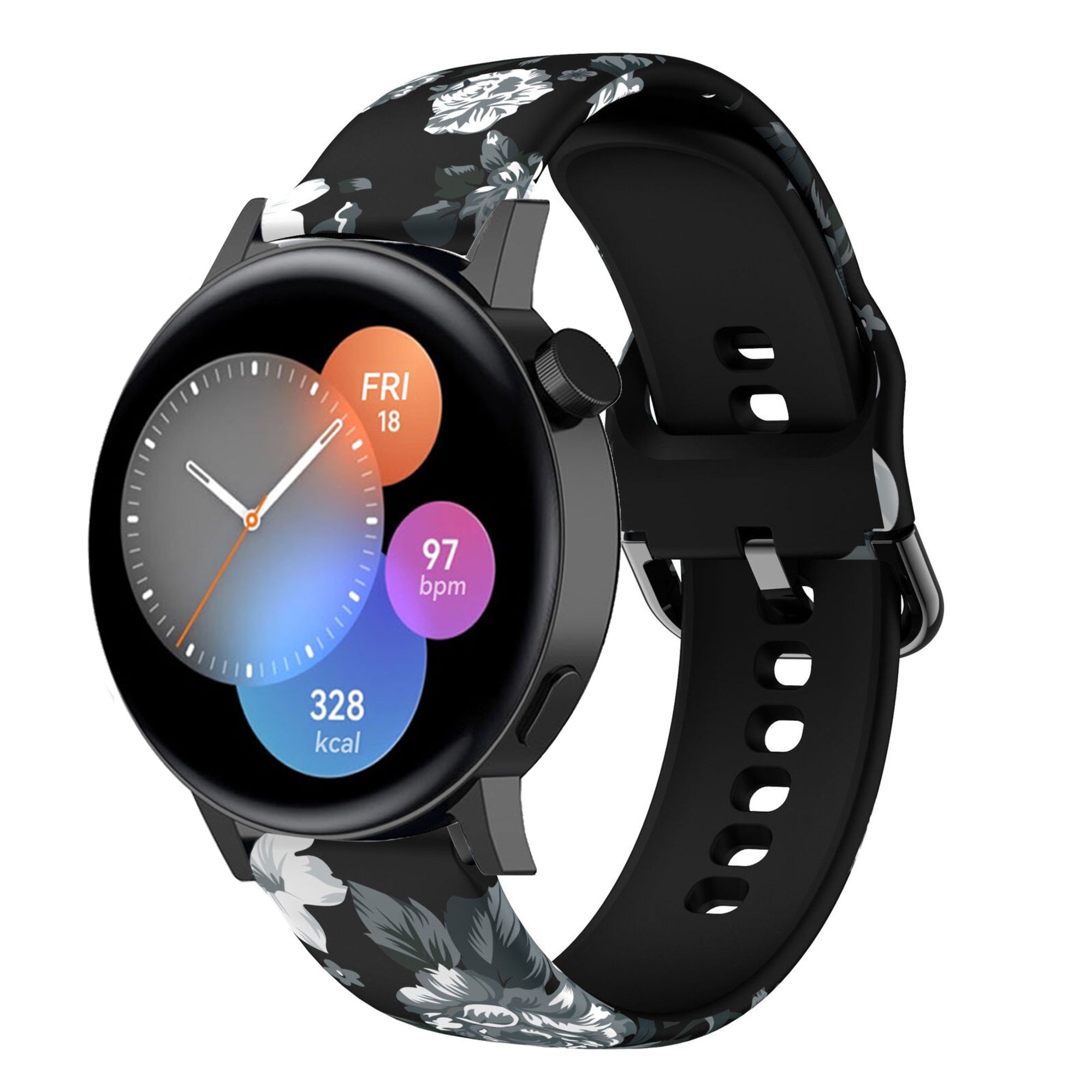 Print Silicone Strap, on a watch, 3/4 front view