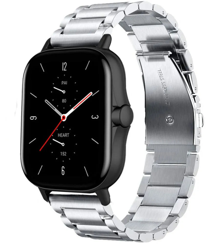 Titanium Strap, silver, on a watch, 3/4 front view