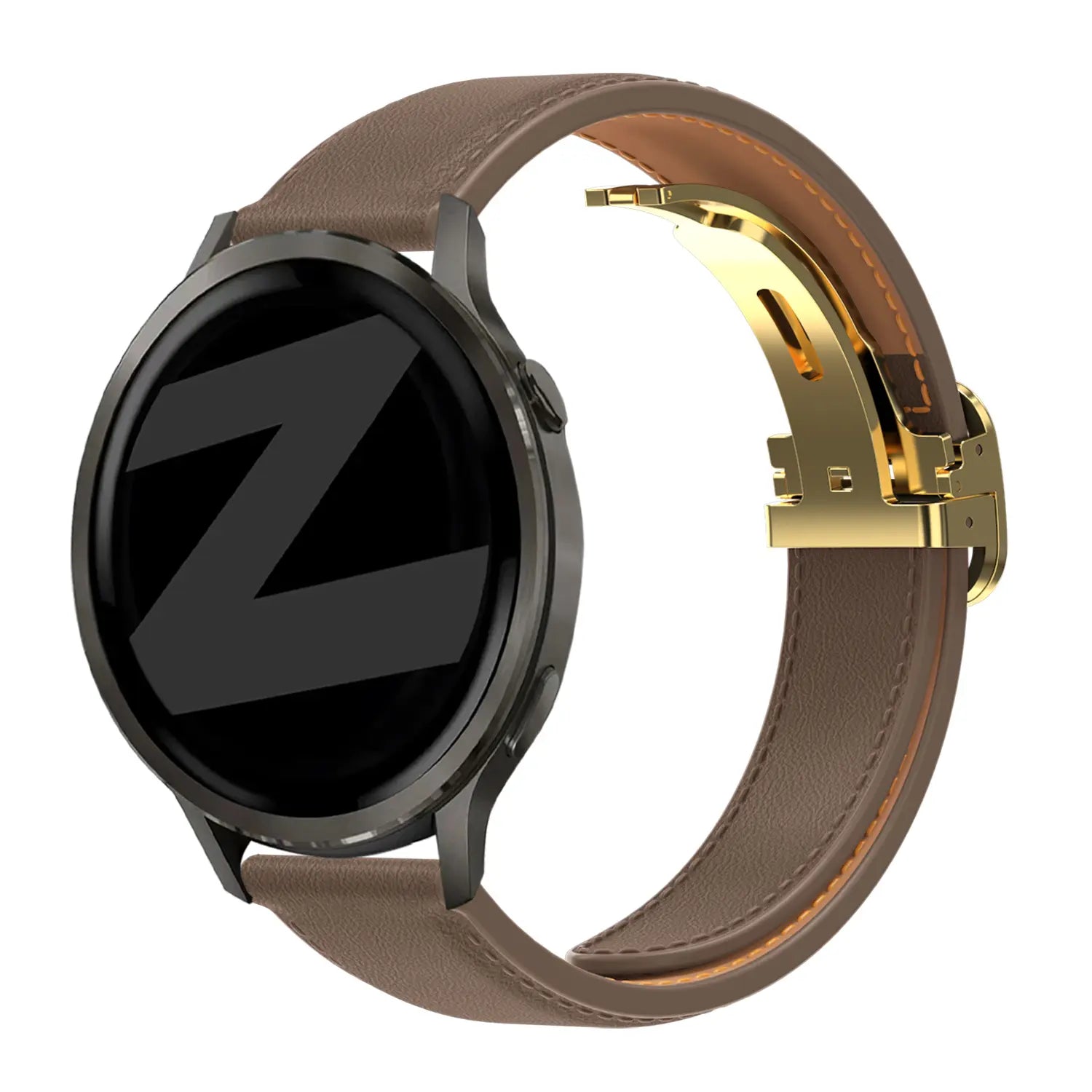 Bandz Bracelet cuir 'D-Type' Actyve Smartwatch 20mm (marron foncé)