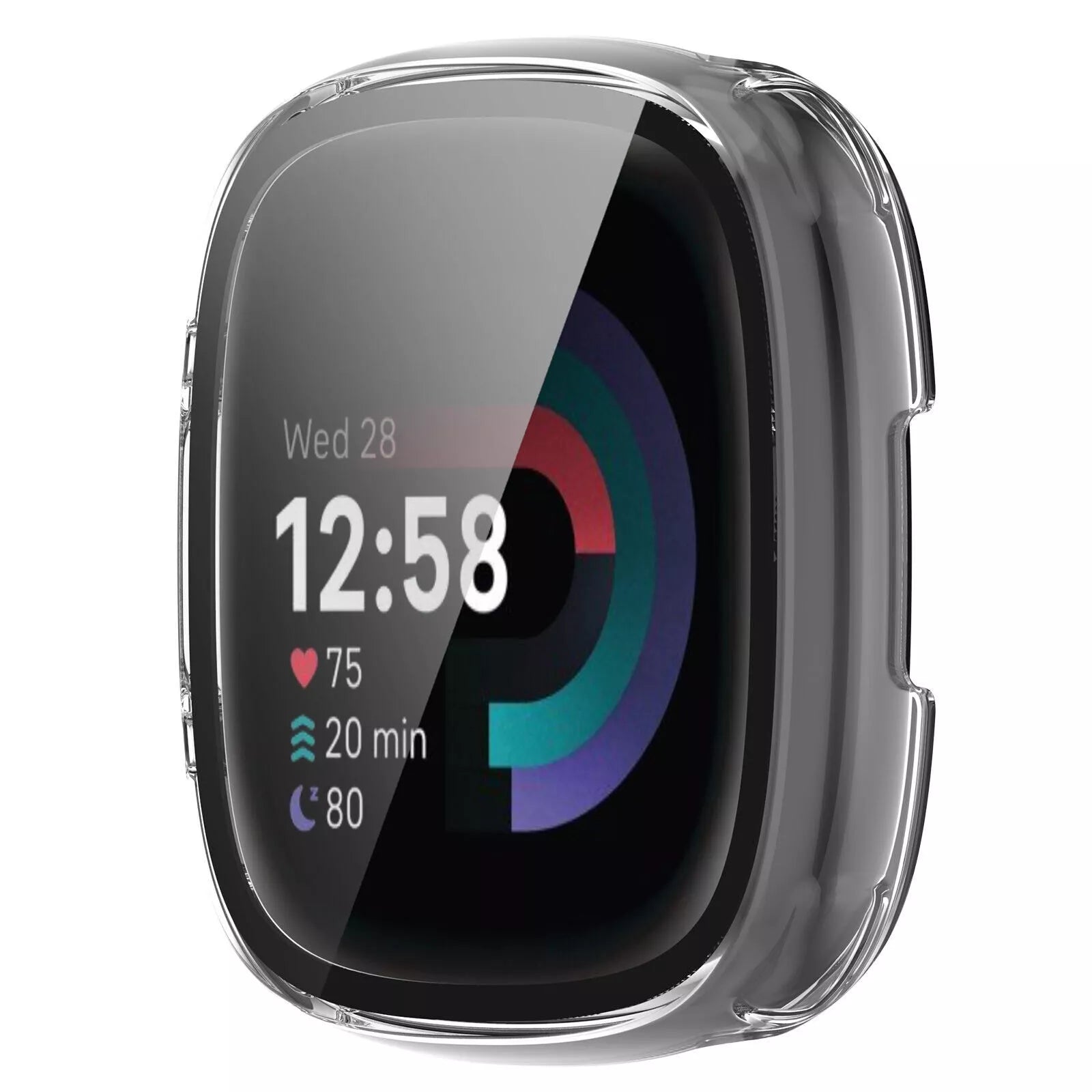 Coque rigide avec verre Fitbit Versa 4 / Sense 2 (transparent)