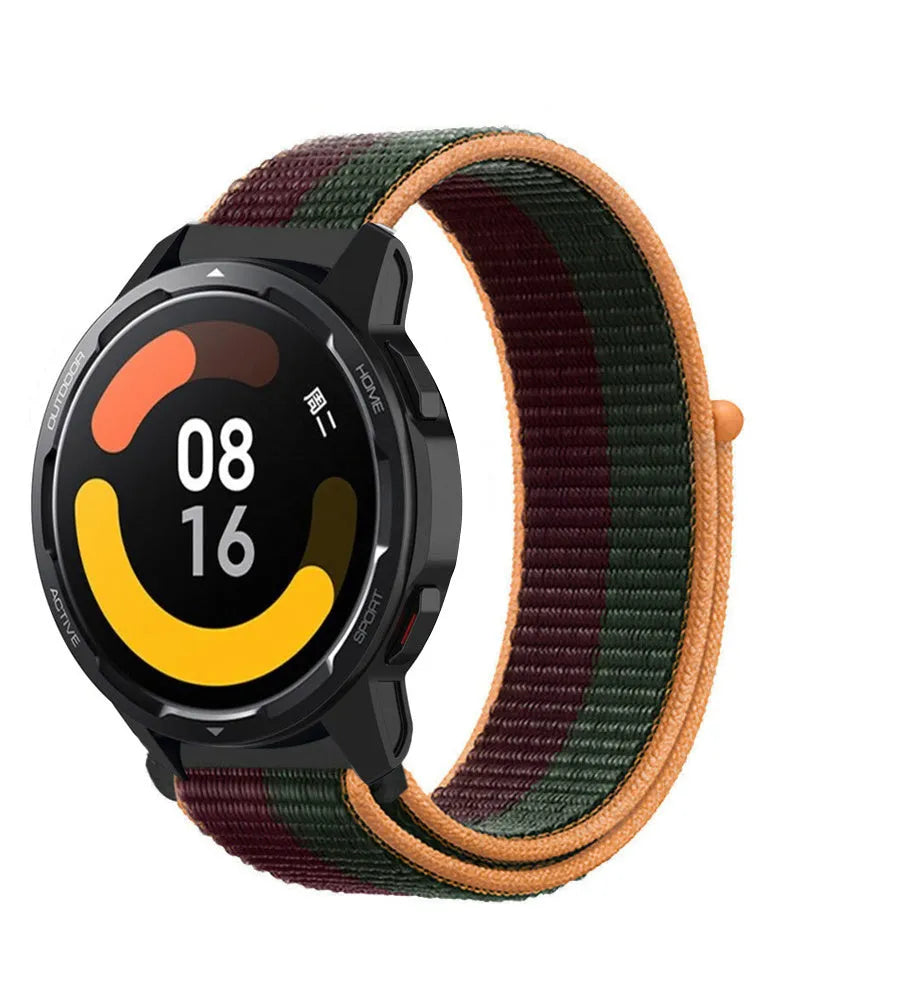 Nylon Strap, dark cherry, on a watch, 3/4 front view