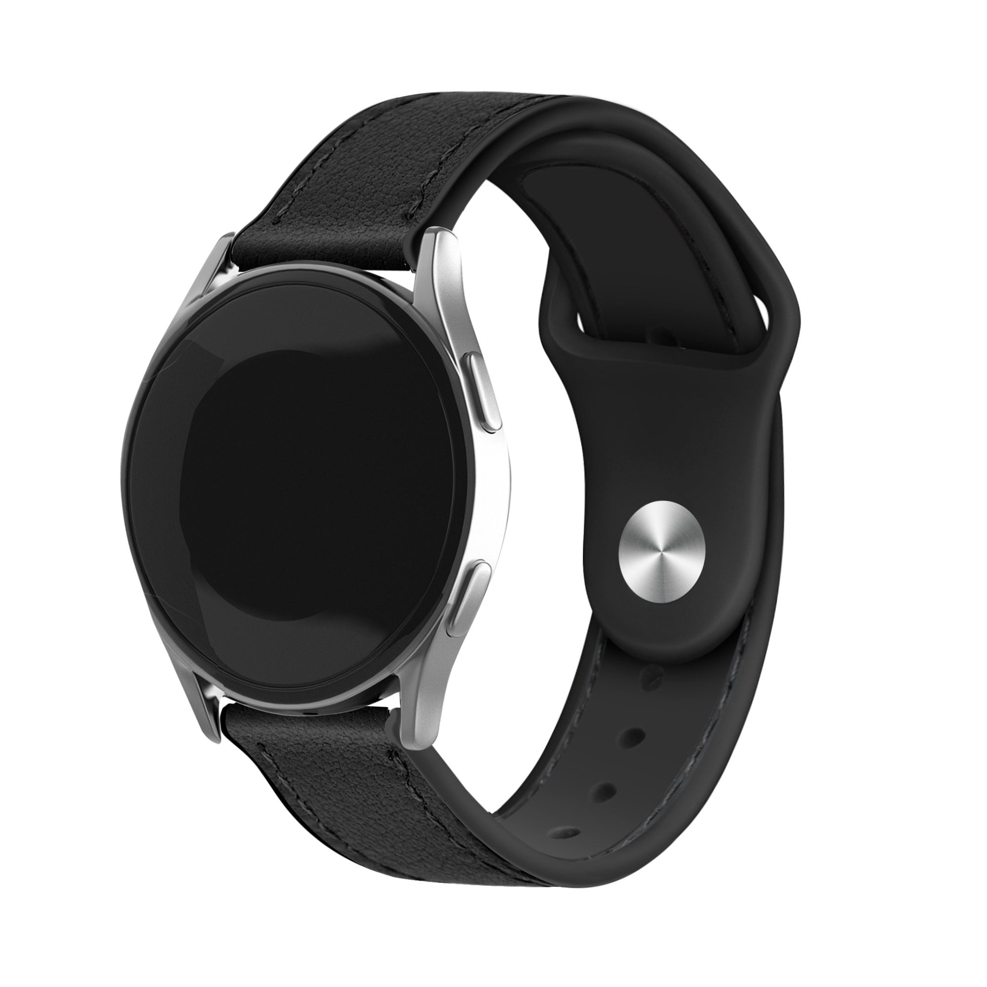 Bracelet montre cuir hybride 22mm - universal (noir)