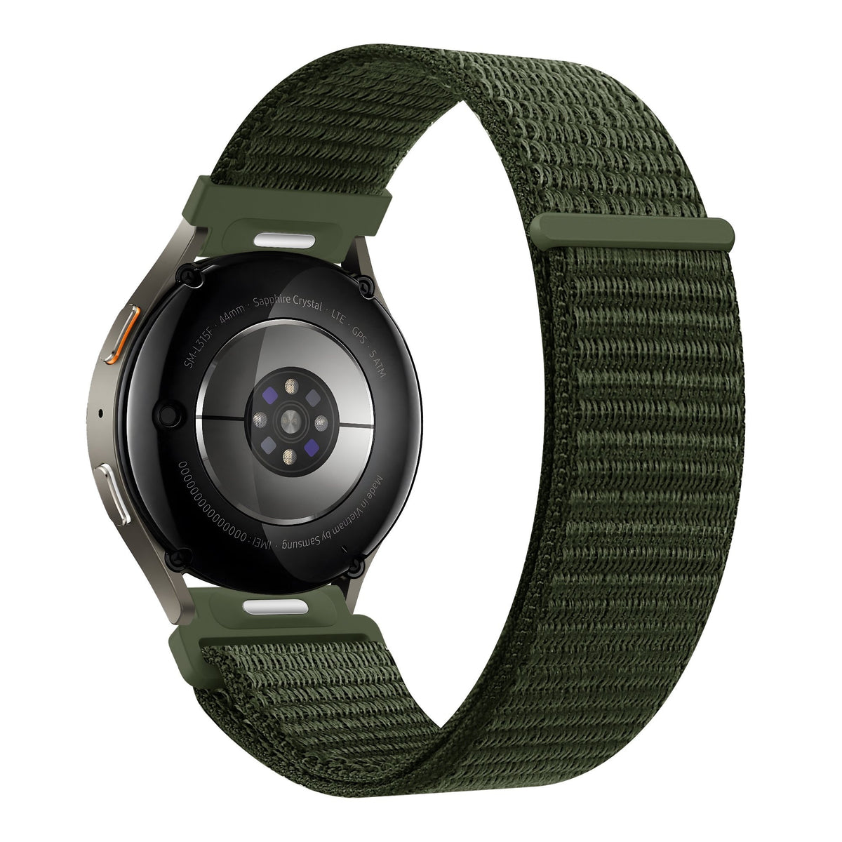 Nylon Strap 'Easy Fit', green, on a watch, 3/4 rear view