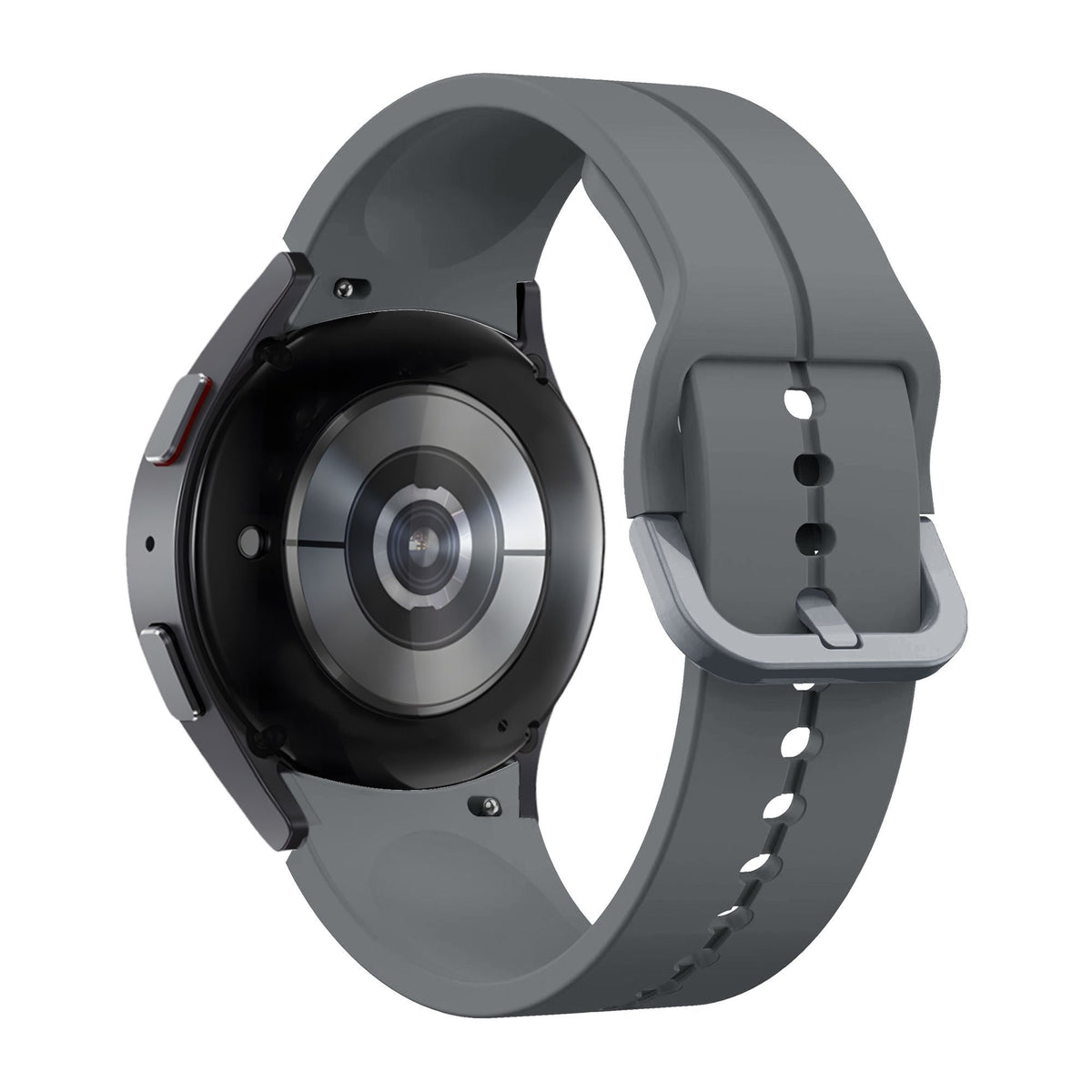 Silicone Strap 'Extreme', dark grey, on a watch, 3/4 rear view