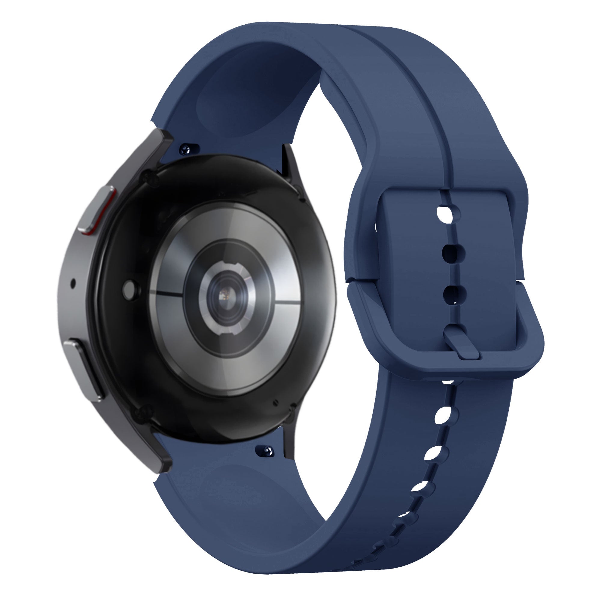 Silicone Strap 'Extreme', dark blue, on a watch, 3/4 rear view