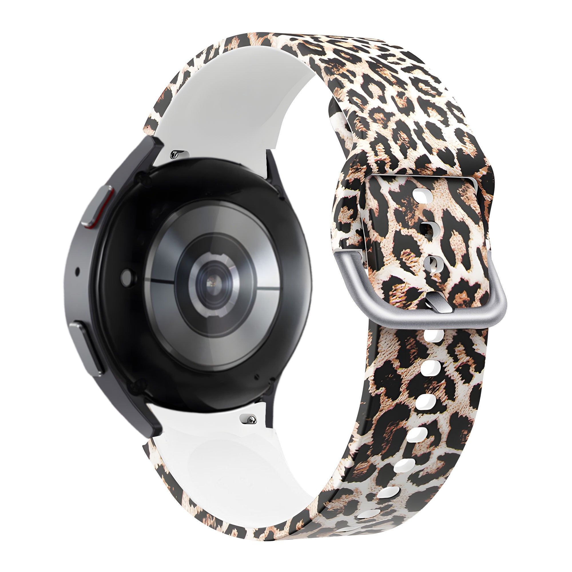 Silicone Patterned Strap, on a watch, 3/4 rear view