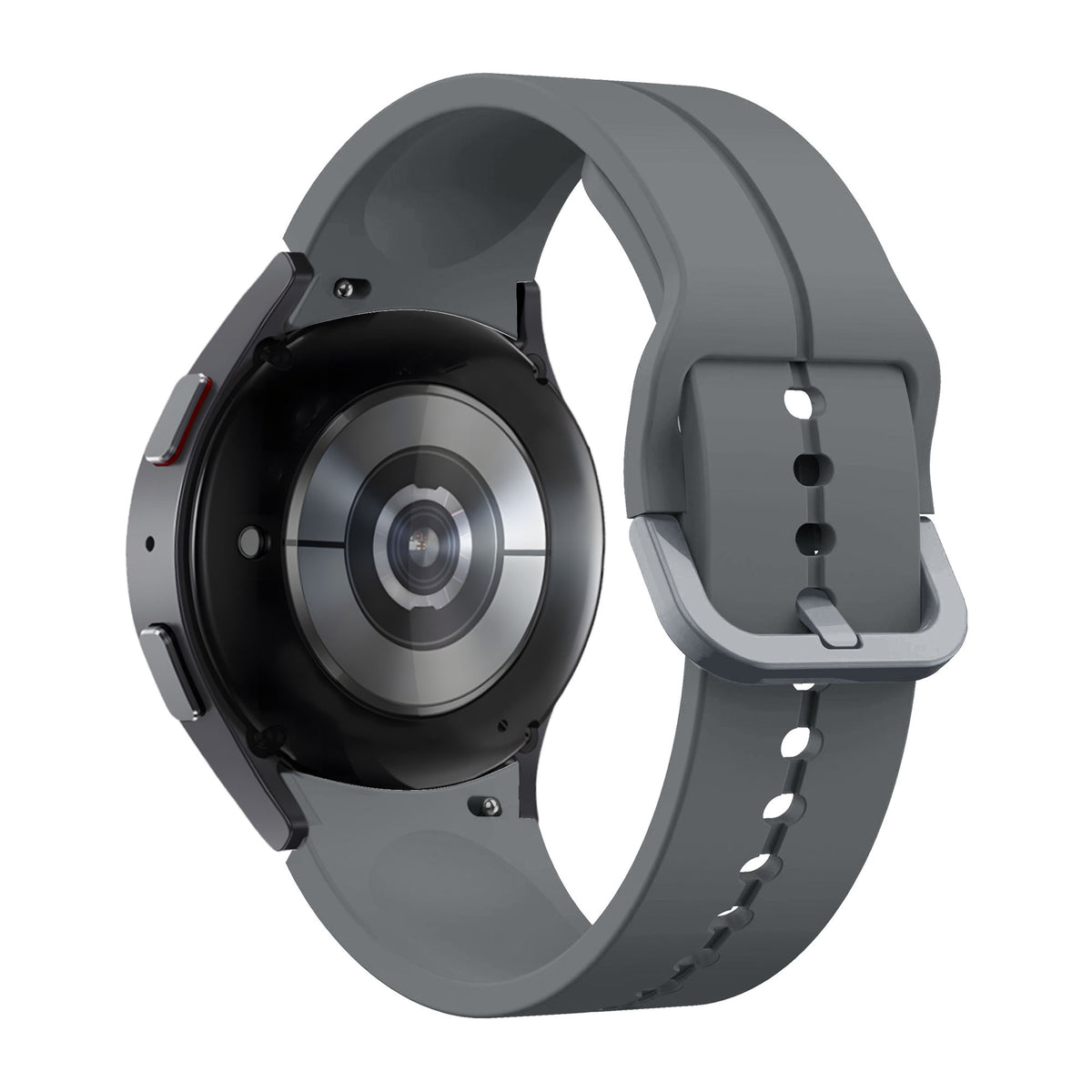 Silicone Strap 'Extreme', dark grey, on a watch, 3/4 rear view