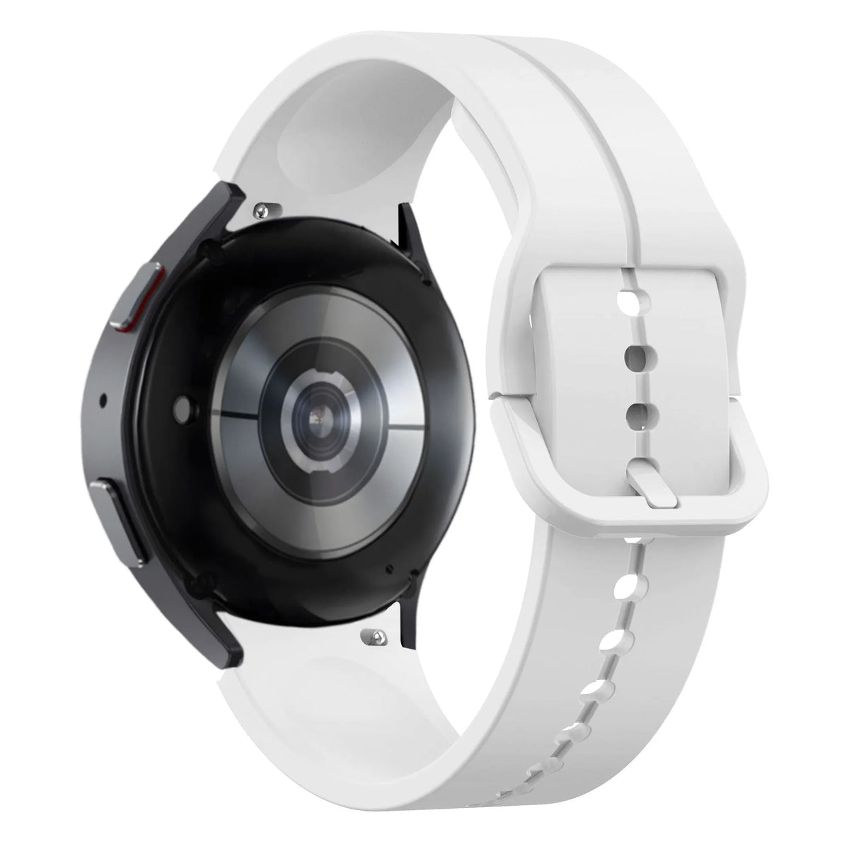 Silicone Strap 'Extreme', white, on a watch, 3/4 rear view