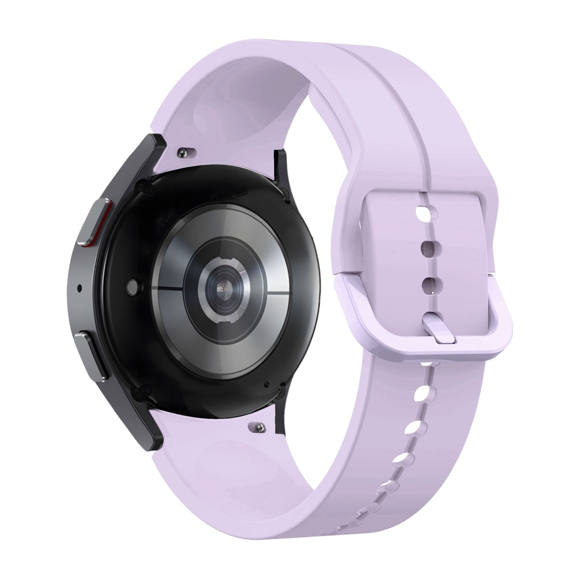 Silicone Strap 'Extreme', light purple, on a watch, 3/4 rear view