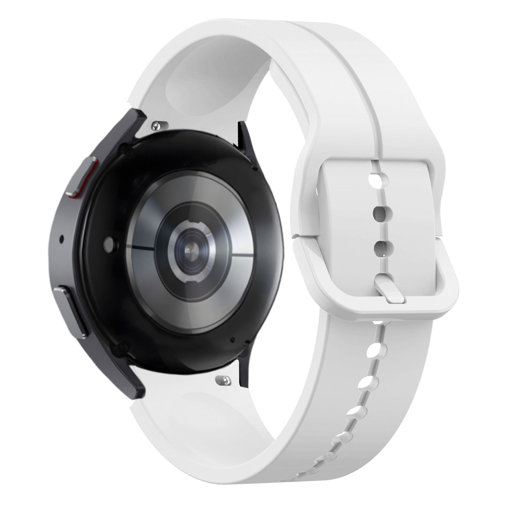 Silicone Strap 'Extreme', white, on a watch, 3/4 rear view