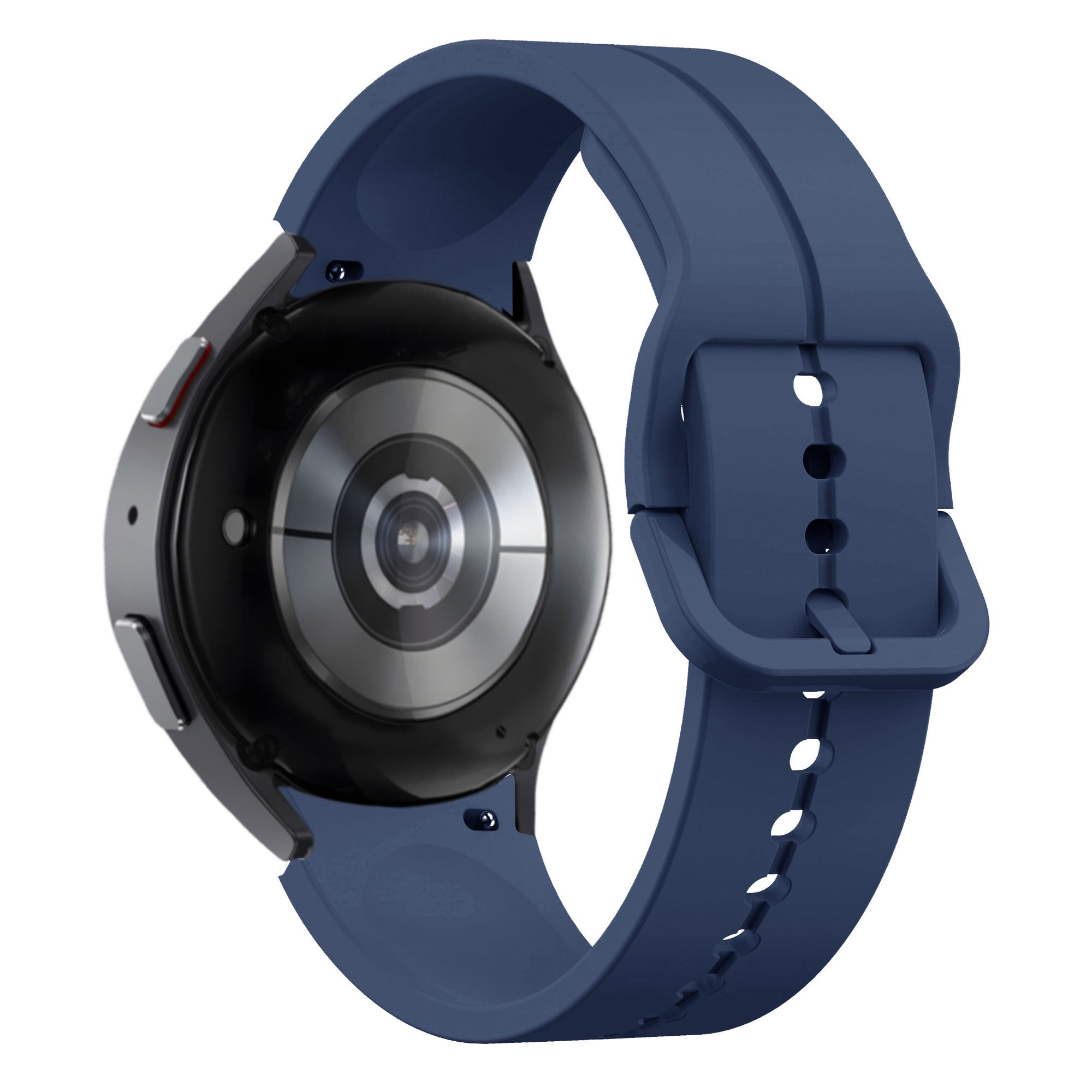 Silicone Strap 'Extreme', dark blue, on a watch, 3/4 rear view