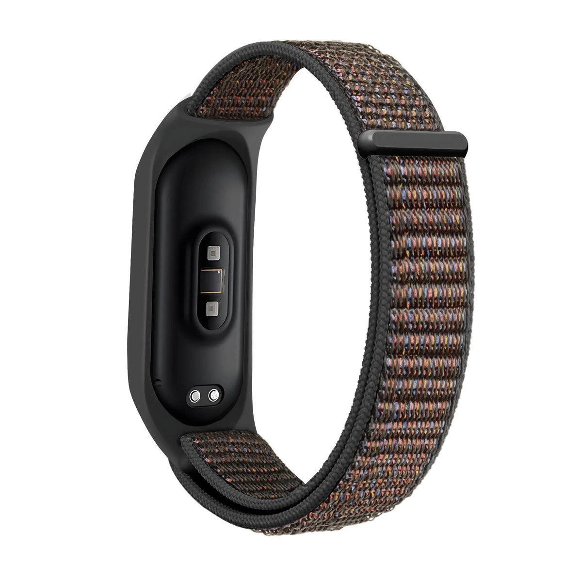 Nylon Strap 'Classic', black mix, on a watch, 3/4 rear view