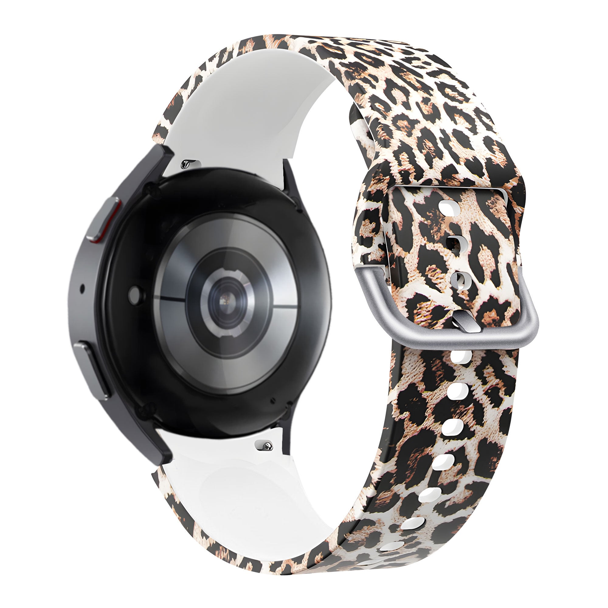 Silicone Patterned Strap, on a watch, 3/4 rear view