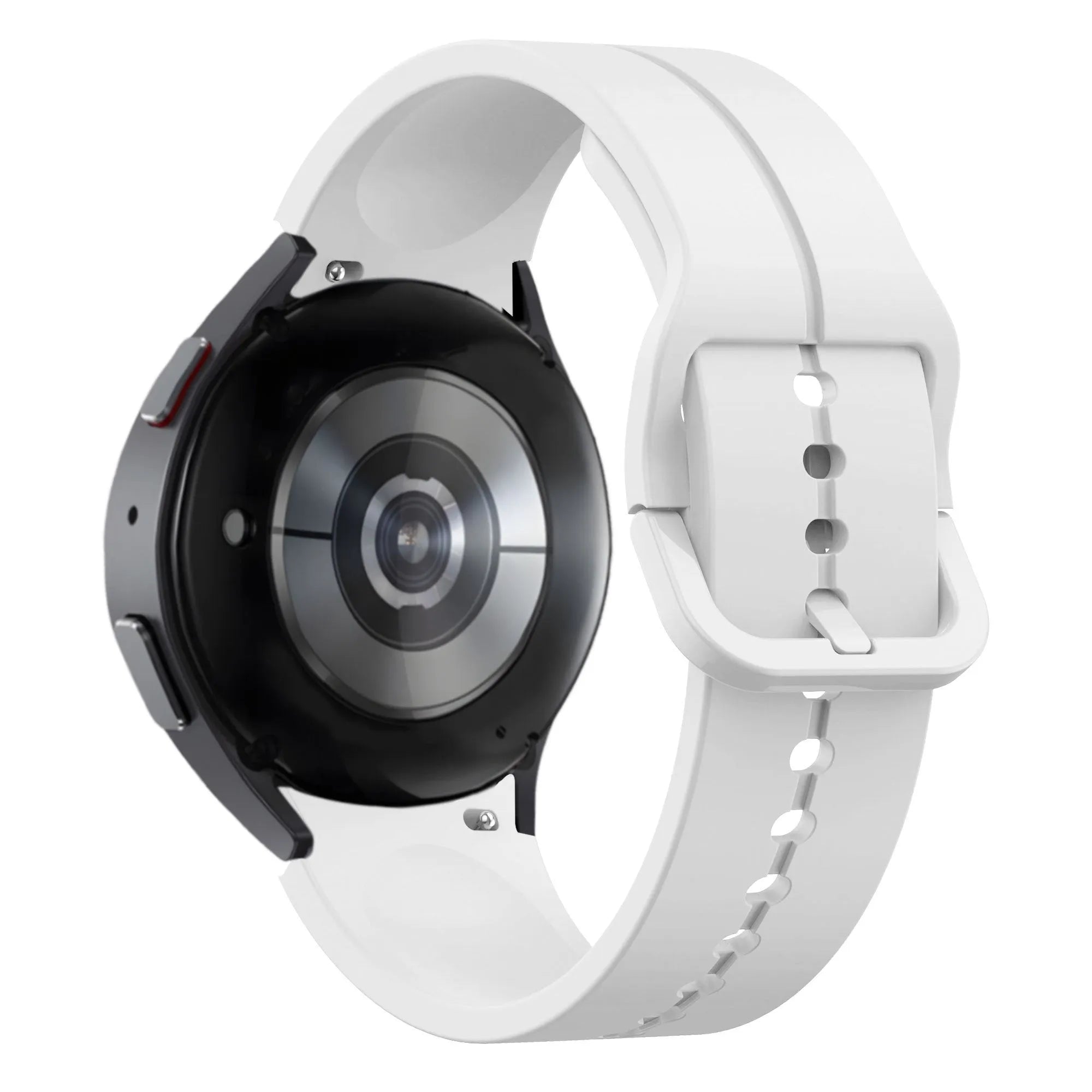 Silicone Strap 'Extreme', white, on a watch, 3/4 rear view
