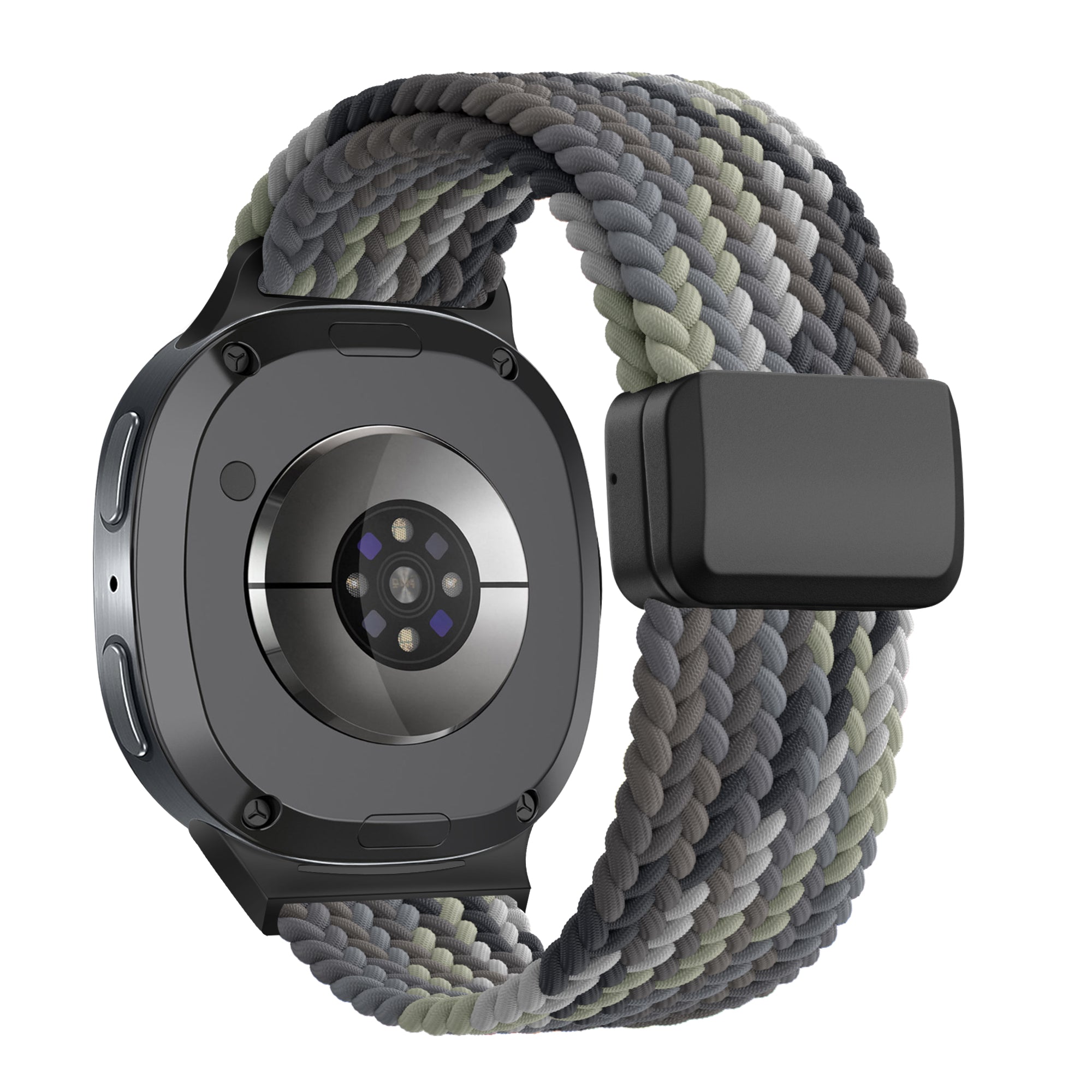 Bandz Bracelet tissé magnétique Samsung Galaxy Watch 8 Classic (mandala noir)