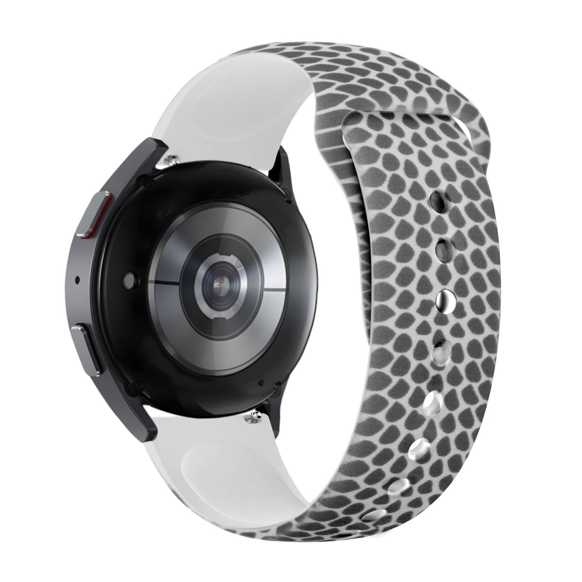 Silicone Patterned Strap, on a watch, 3/4 rear view