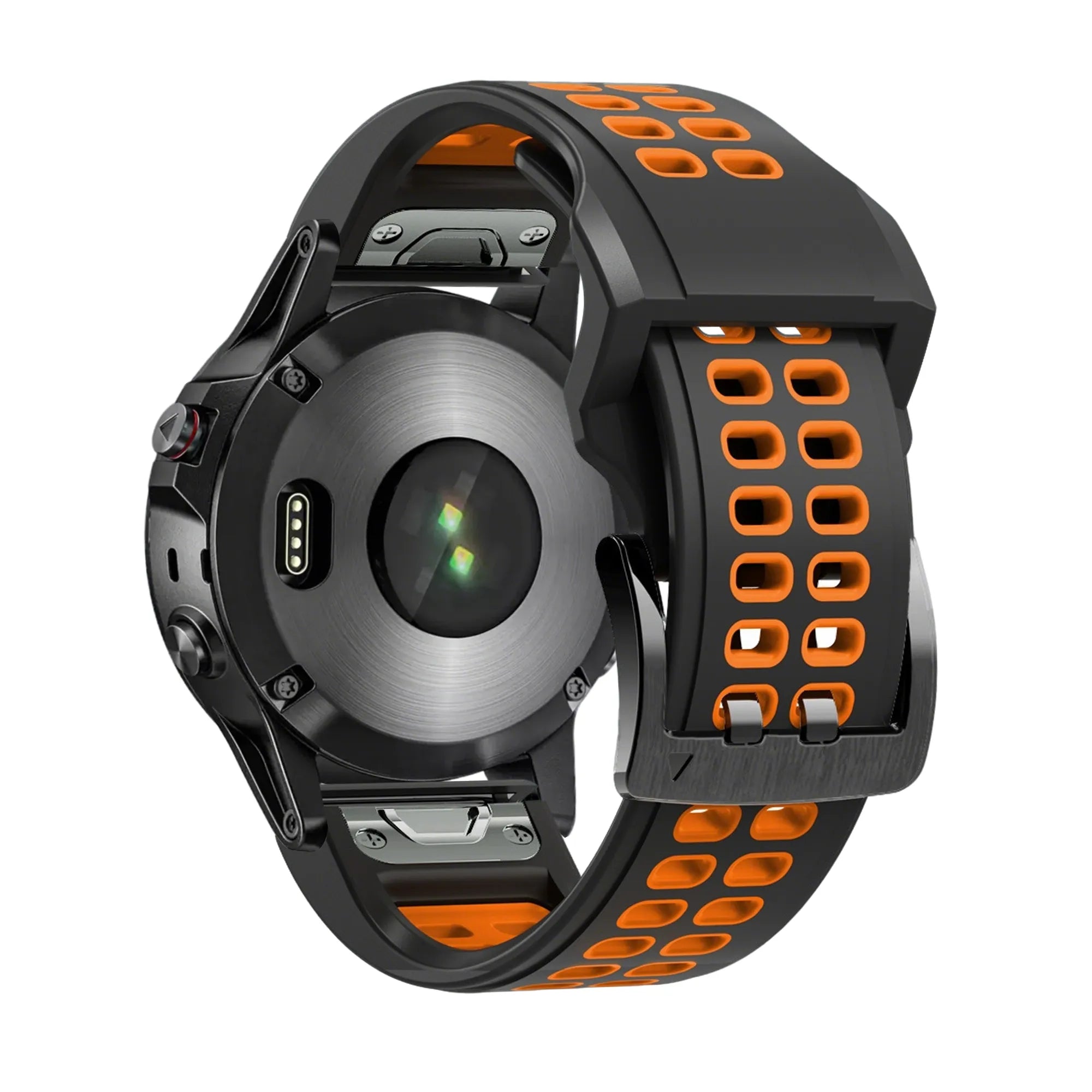 Bandz Bracelet sport avec boucle Garmin Quatix 3 / 6x / 7x Solar (noir/orange)