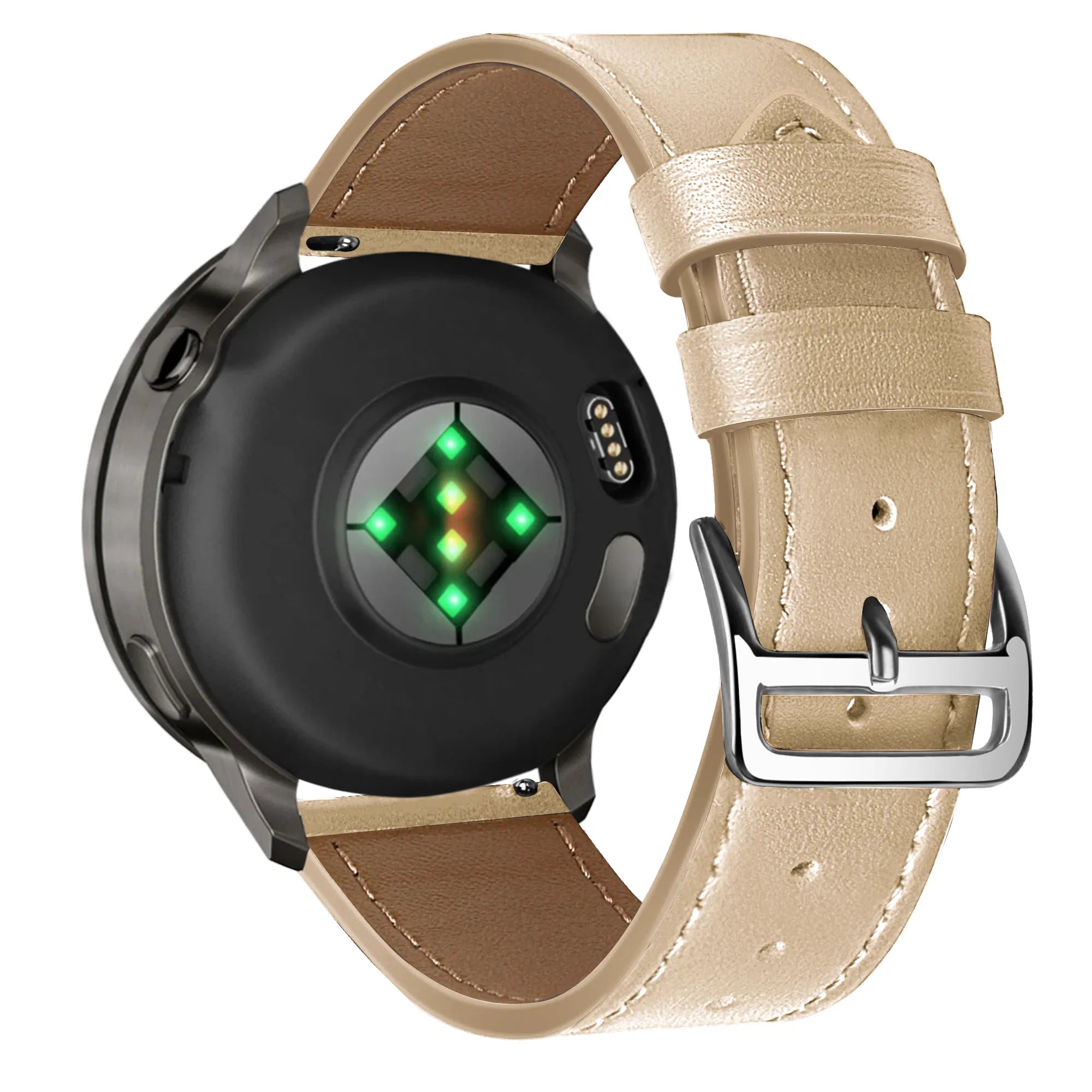 Bandz Bracelet cuir 'Deluxe' Garmin Vivoactive 4s (thé au lait)
