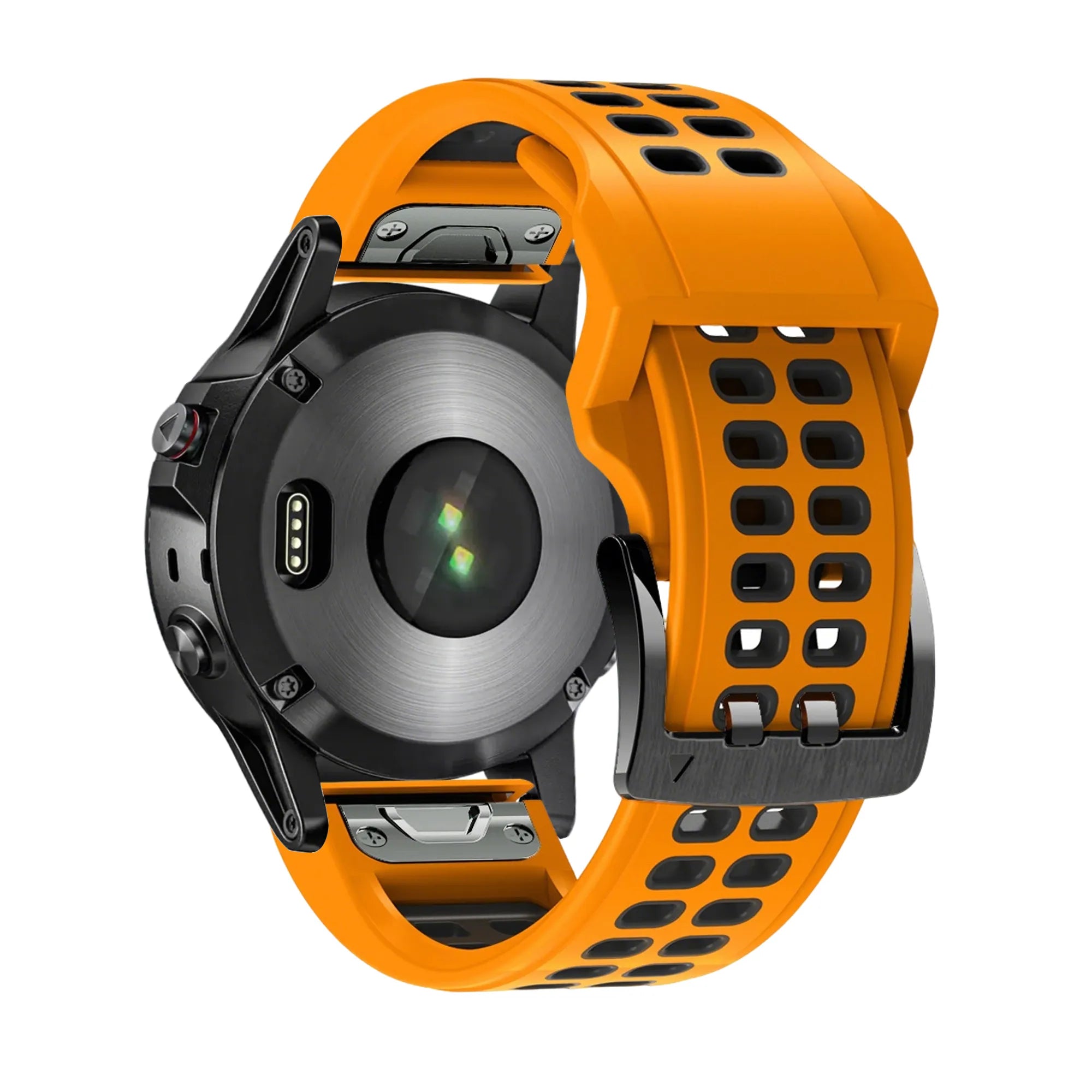 Bandz Bracelet sport avec boucle Garmin Quatix 5 / 6 / 7 (orange/noir)