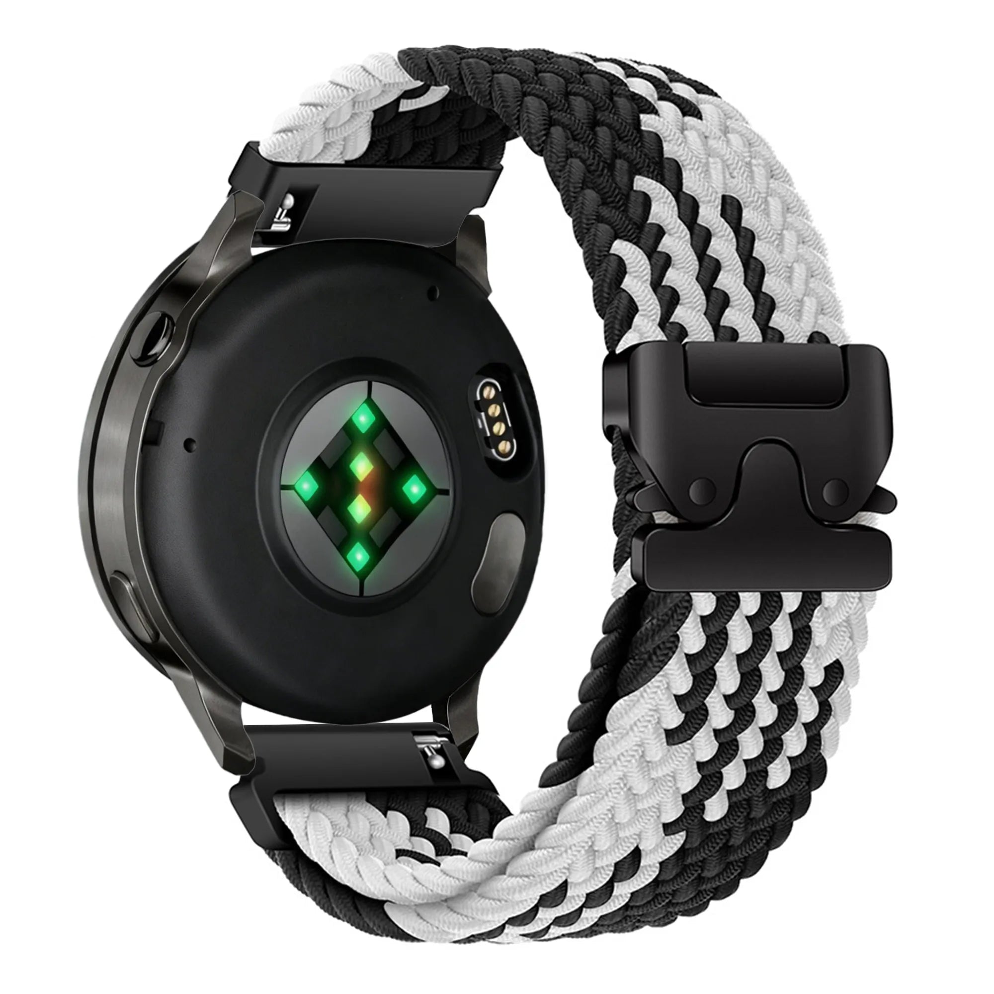 Bandz Bracelet tressé 'Parachute' Garmin Vivoactive 4s (noir/blanc)