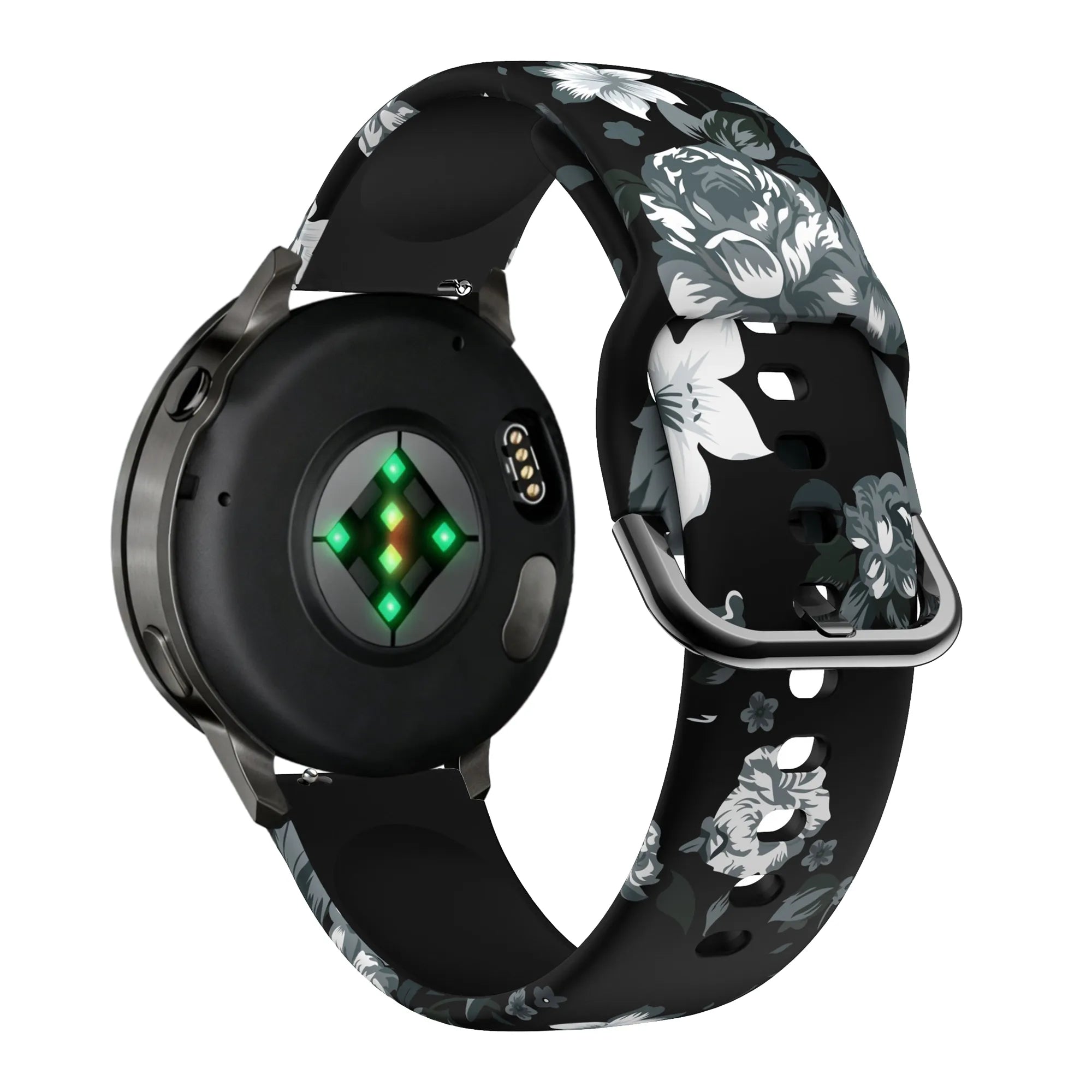 Bandz Bracelet silicone 'Fleur noire' Garmin Vivomove 3